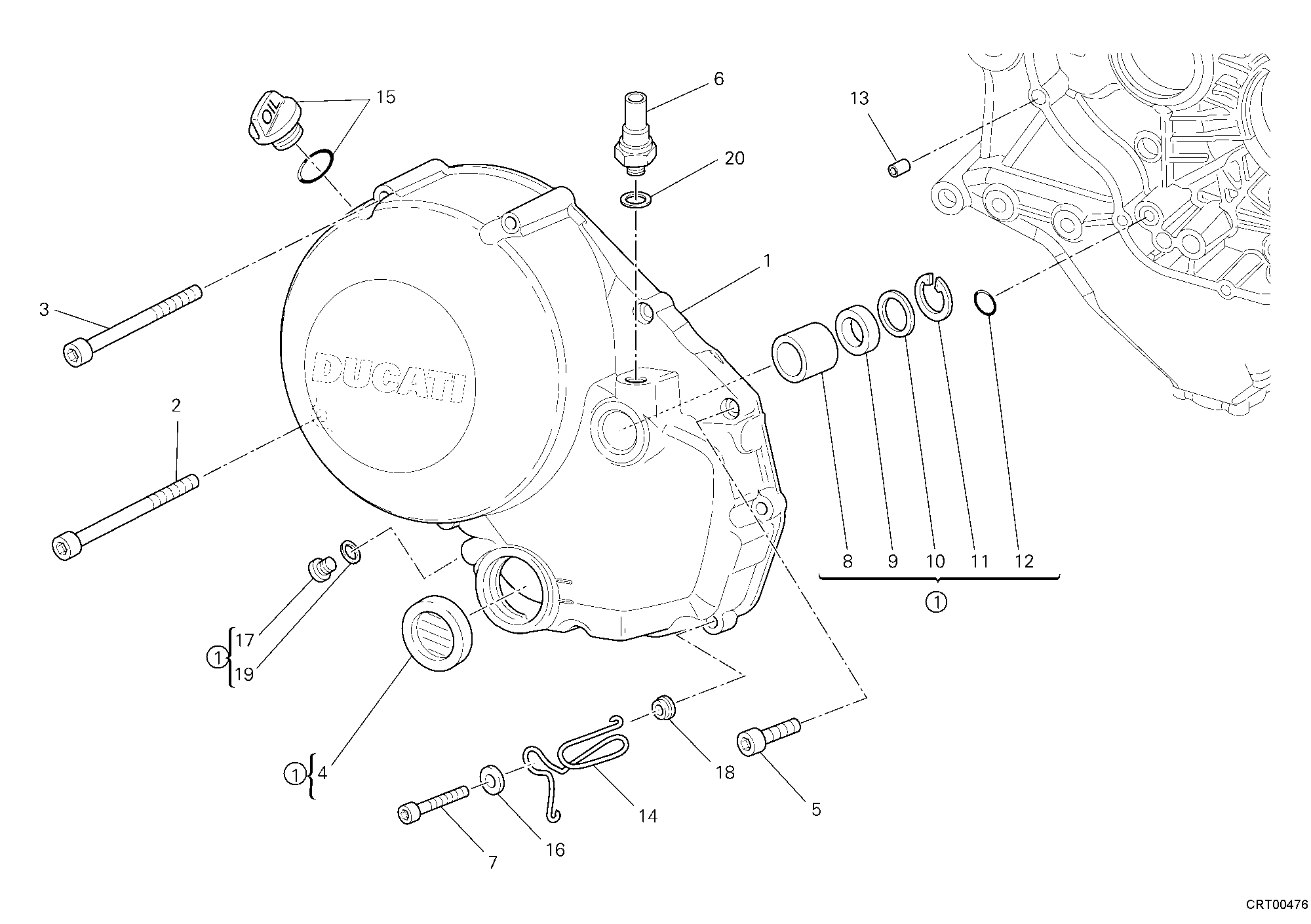 005 COUVERCLE EMBRAYAGE POUR SUPERBIKE 848 2008