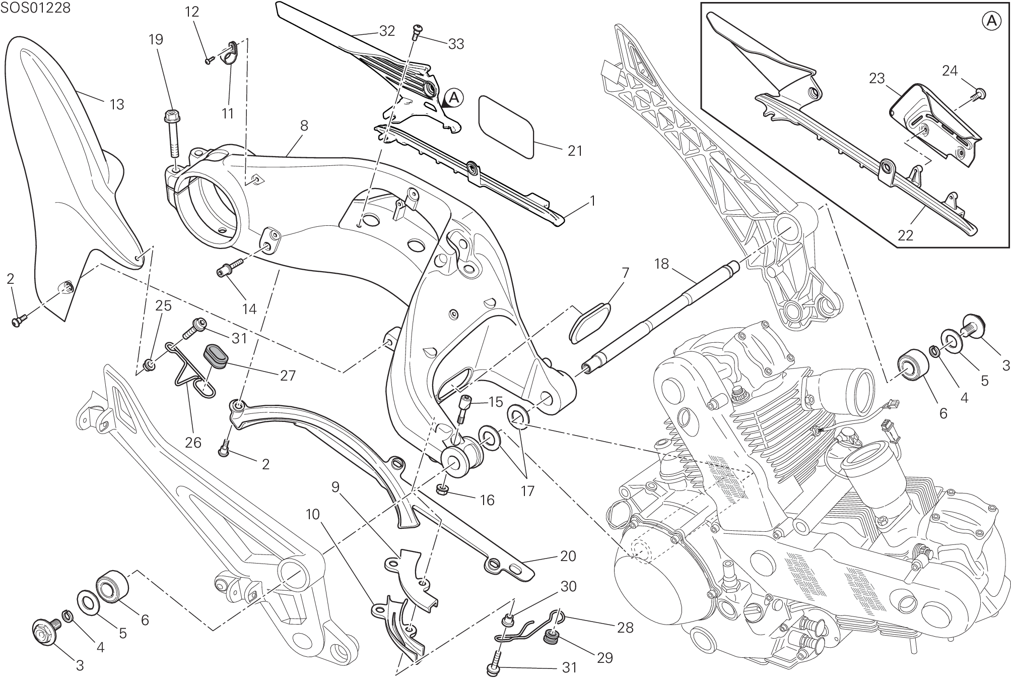 032 BRAS OSCILLANT POUR MONSTER 1100 S ABS 2010