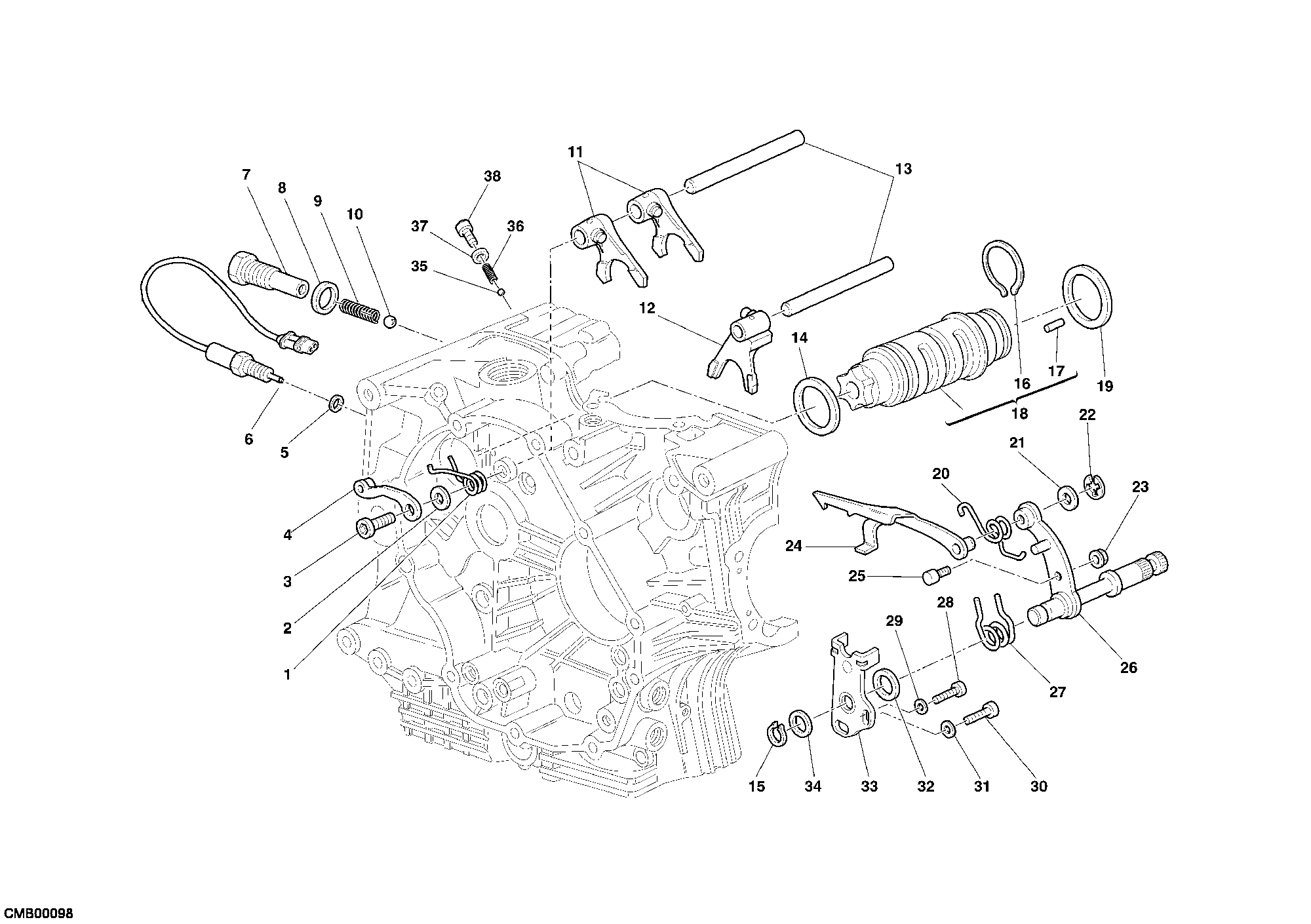 002 ARBRE SELECTEUR DE VITESSES POUR MULTISTRADA 1100 2007