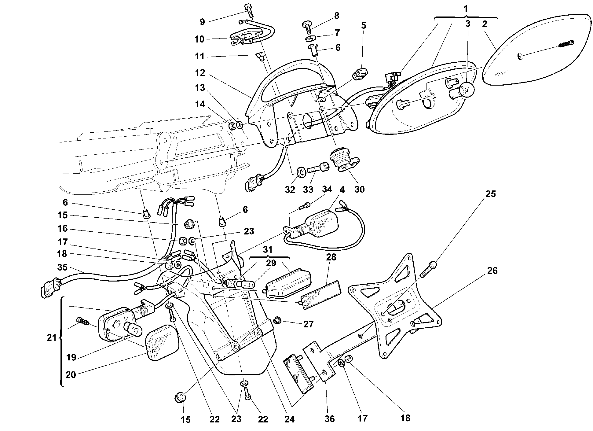 350 FEU ARRIERE POUR SUPERSPORT 750 SS 1999
