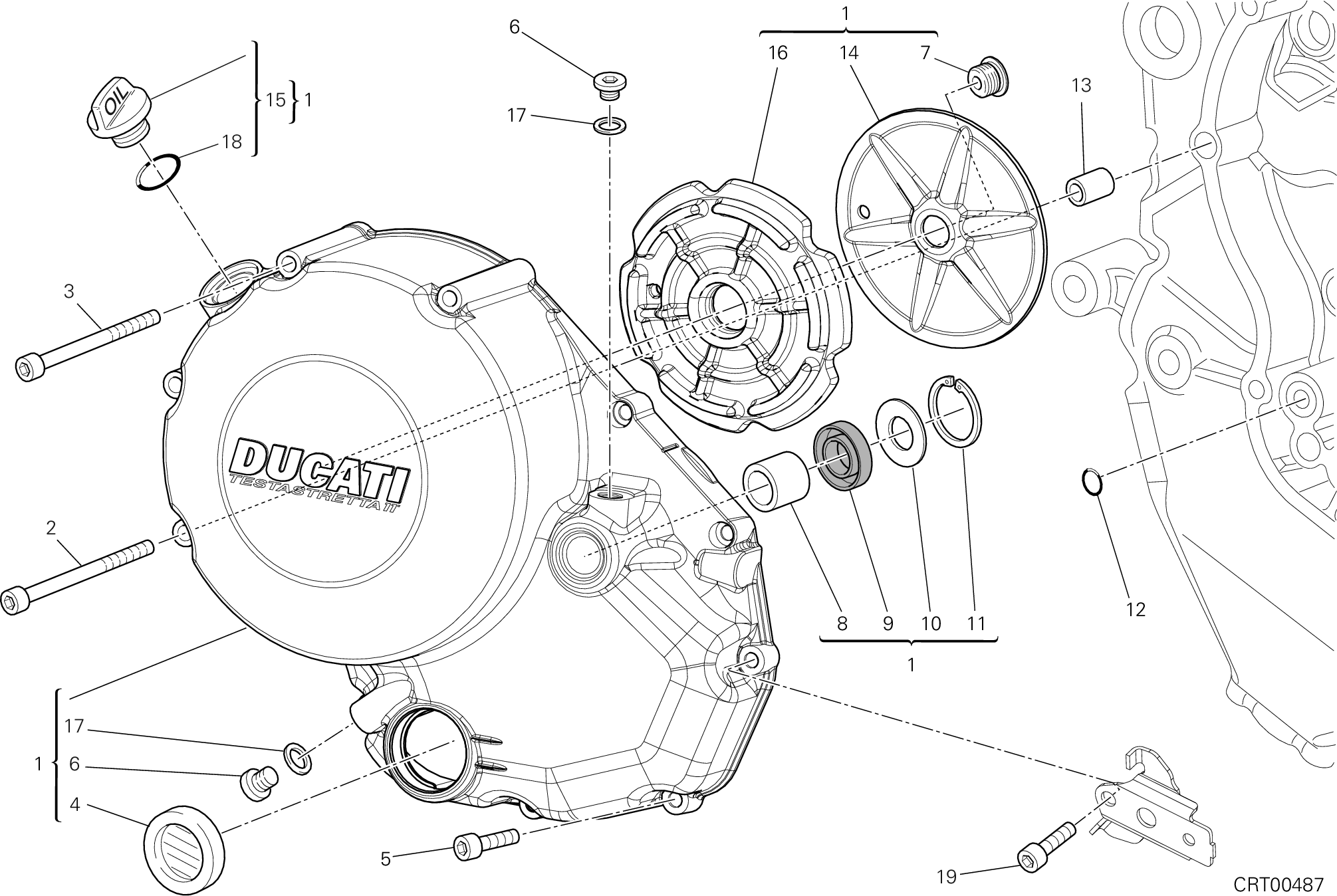 005 COUVERCLE EMBRAYAGE POUR MULTISTRADA 1200 S TOURING 2013