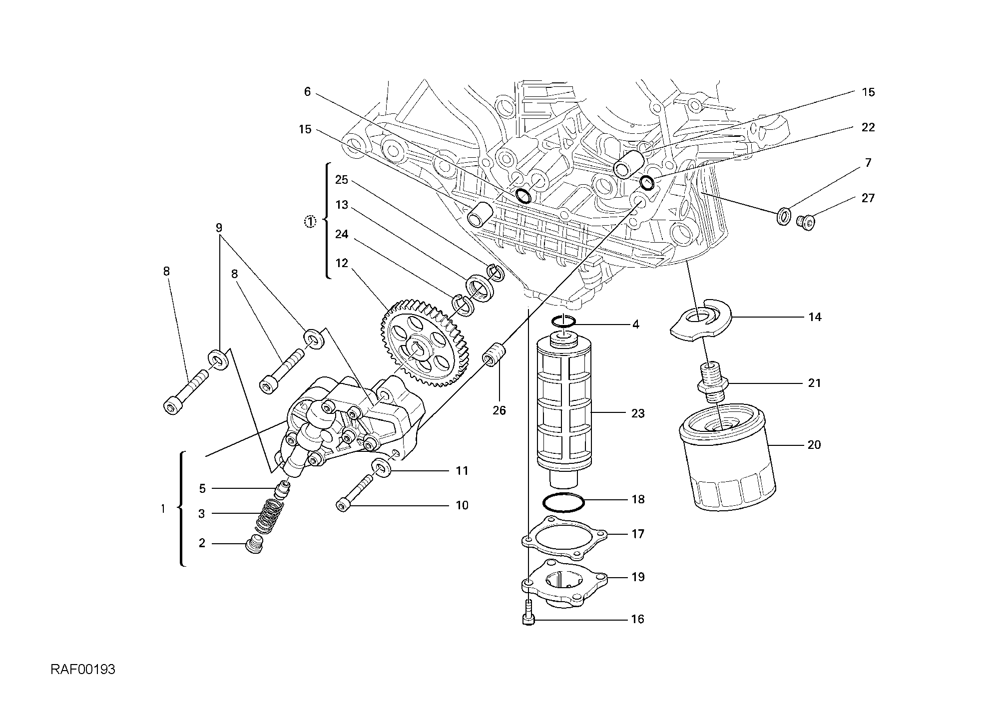 009 POMPE A HUILE FILTRE POUR SUPERBIKE 999 S AMA REPLICA 2007
