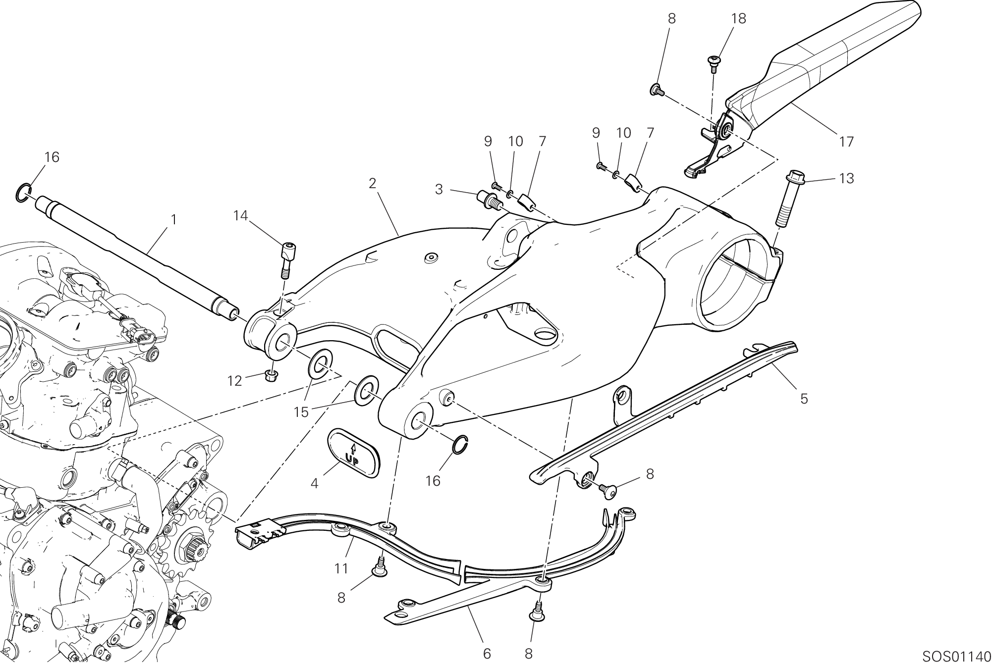18A BRAS OSCILLANT ARRIERE POUR HYPERMOTARD 950 2019
