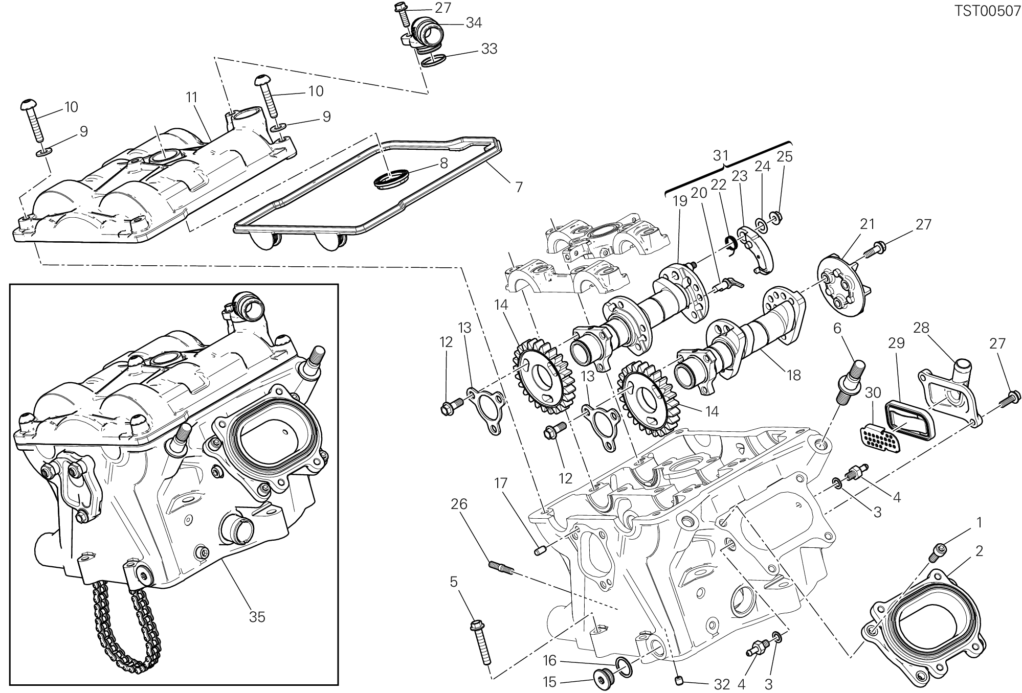 13A CULASSE VERTICALE DISTRIBUTION POUR SUPERBIKE 899 PANIGALE ABS 2014