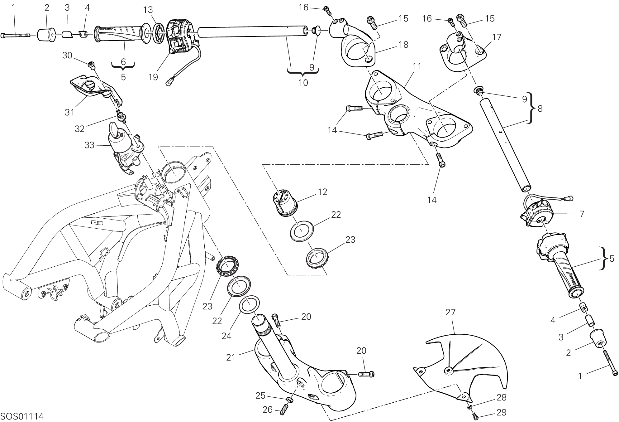 021 GUIDON ET COMMANDES POUR SUPERSPORT 950 S 2023