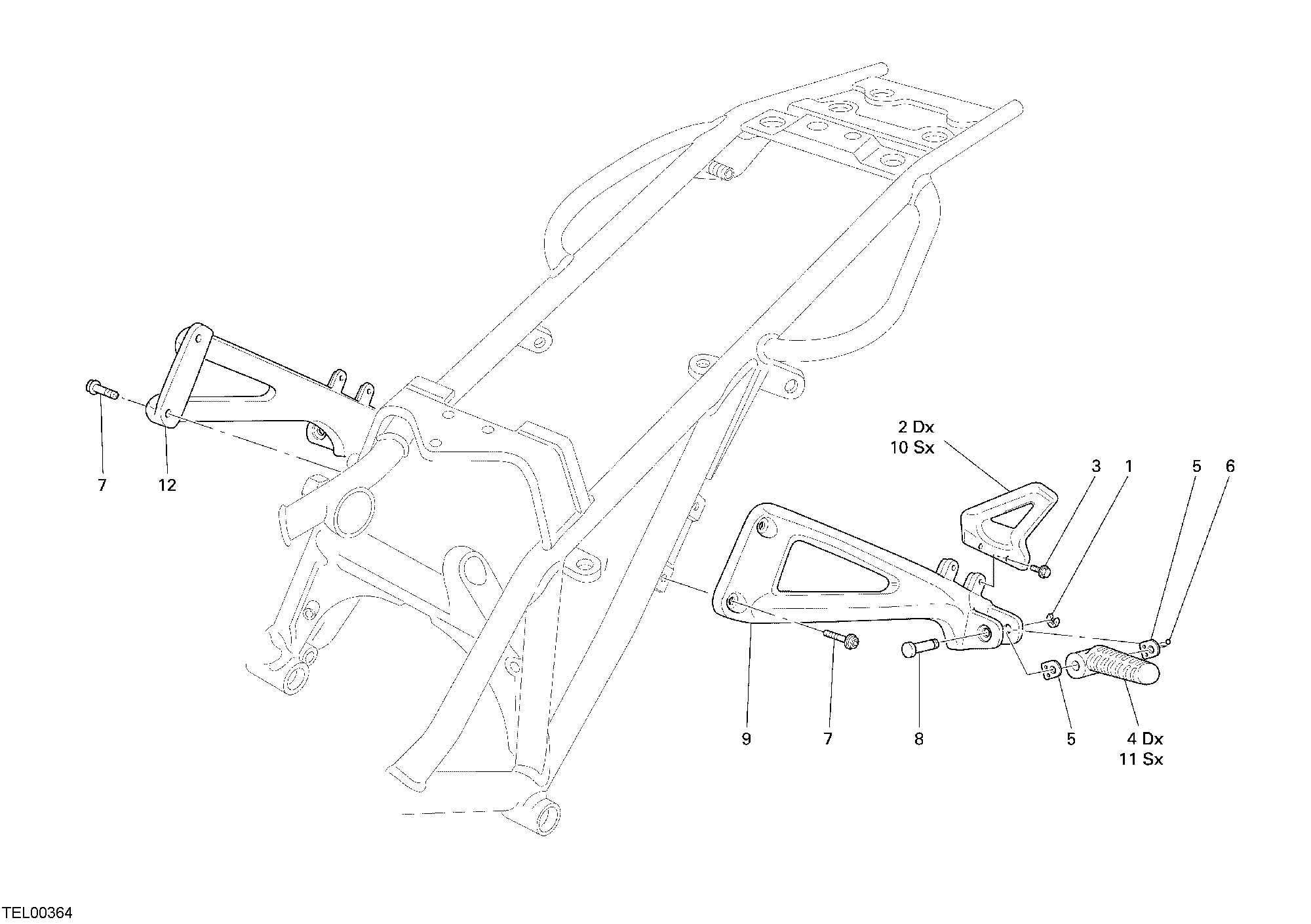 26A REPOSE PIEDS ARRIERE POUR MONSTER S2R 800 2007