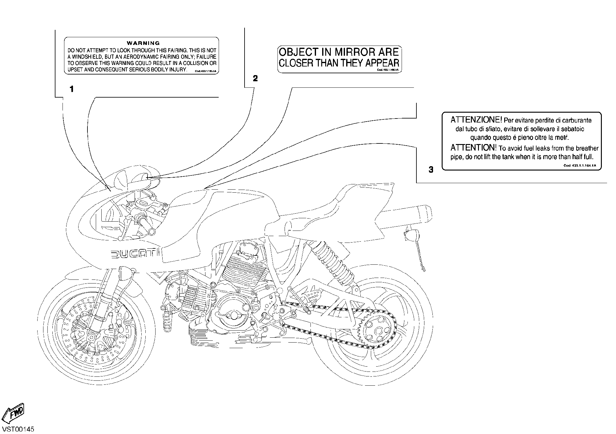 041 ETIQUETTES AVERTISSEMENT USA POUR SPORTCLASSIC MH900E 2002