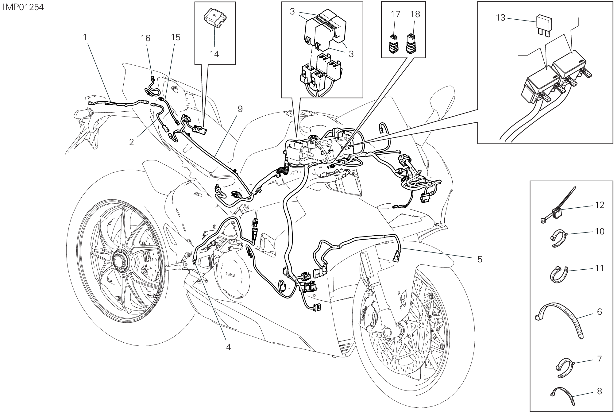 13C CIRCUIT ELECTRIQUE VEHICULE POUR SUPERBIKE PANIGALE 25ANNIVERSARIO 916 2020