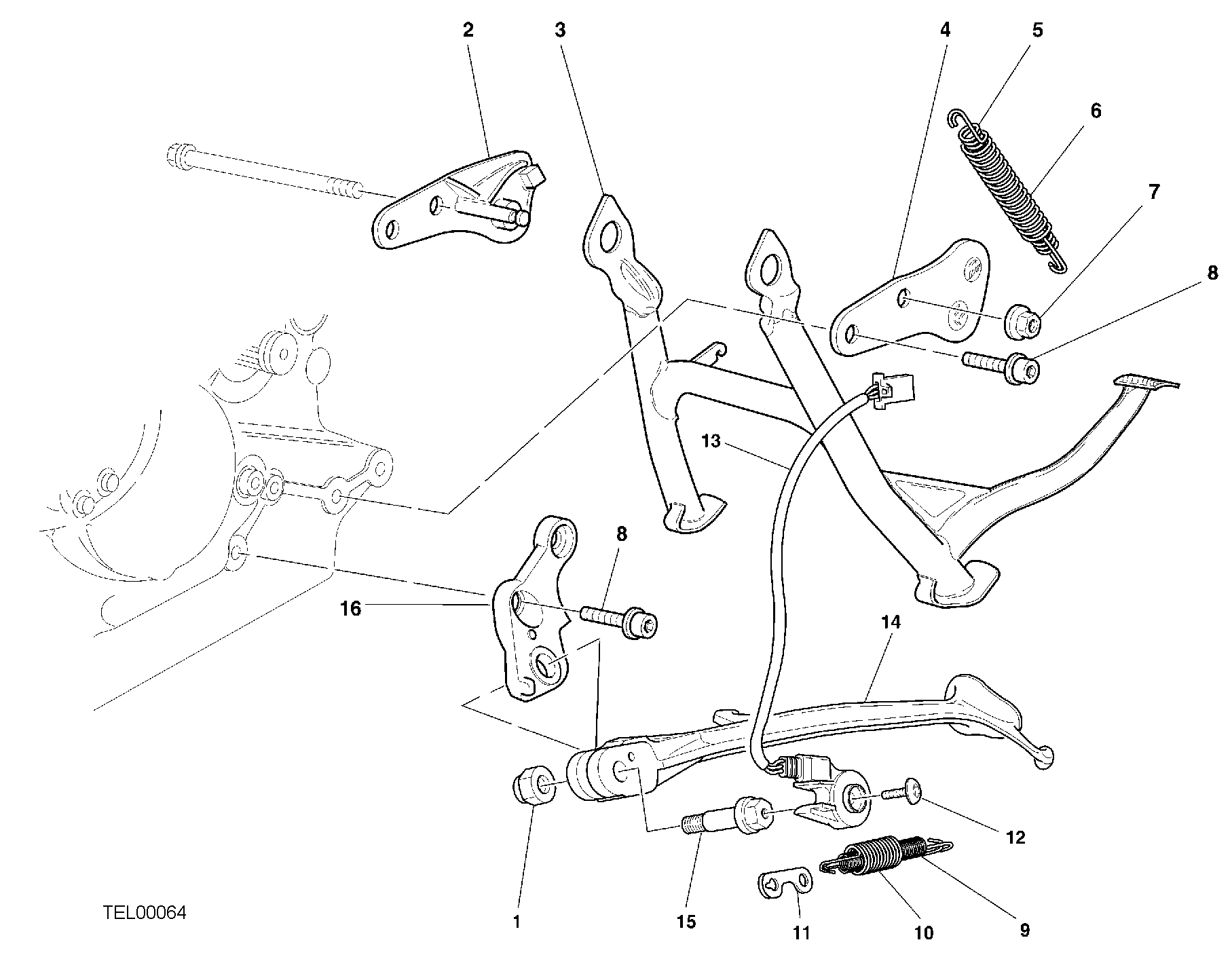 018 BEQUILLE LATERALE POUR SPORT TOURING ST2 2001
