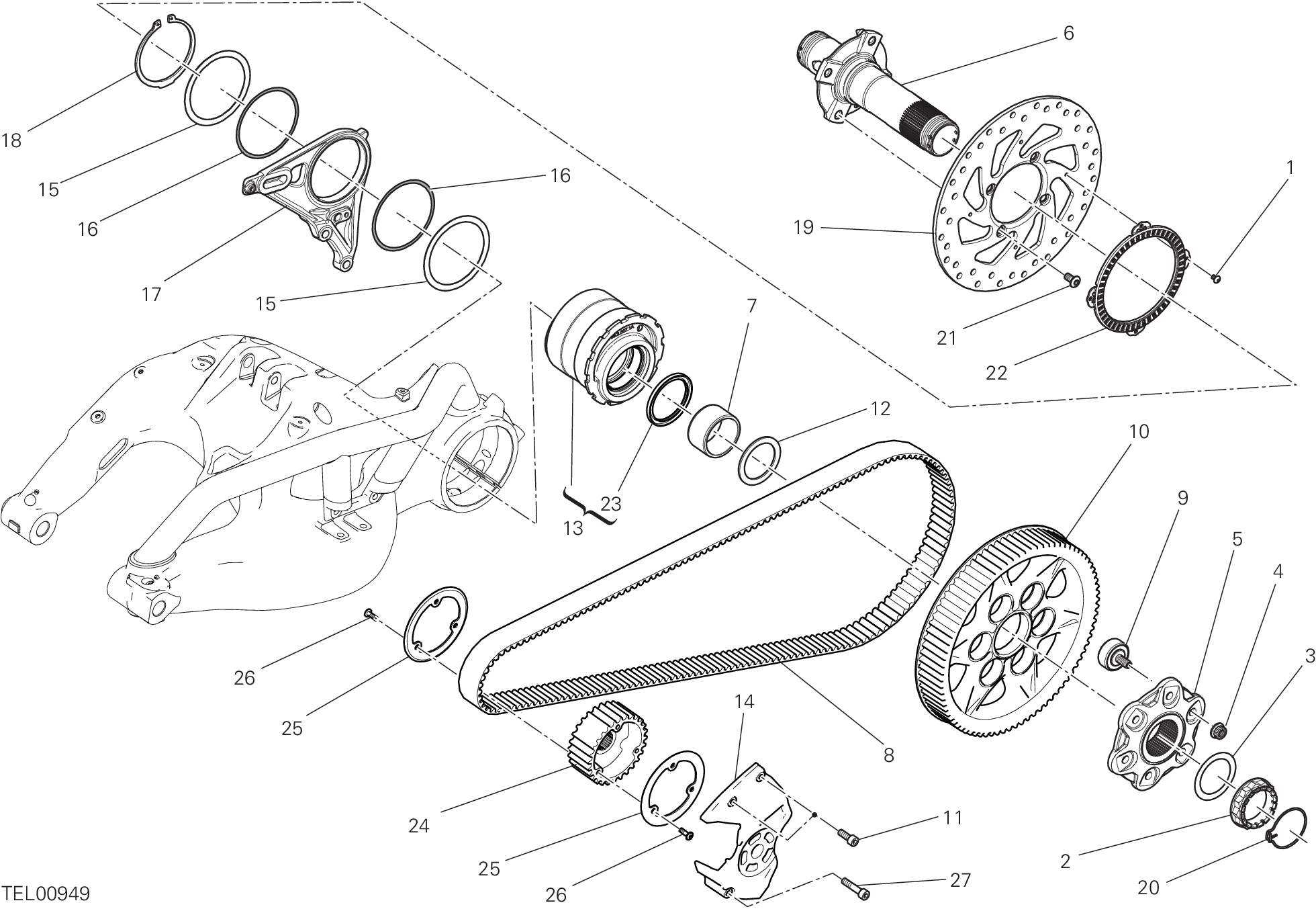 26A MOYEU ROUE ARRIERE POUR XDIAVEL BLACK STAR 2021
