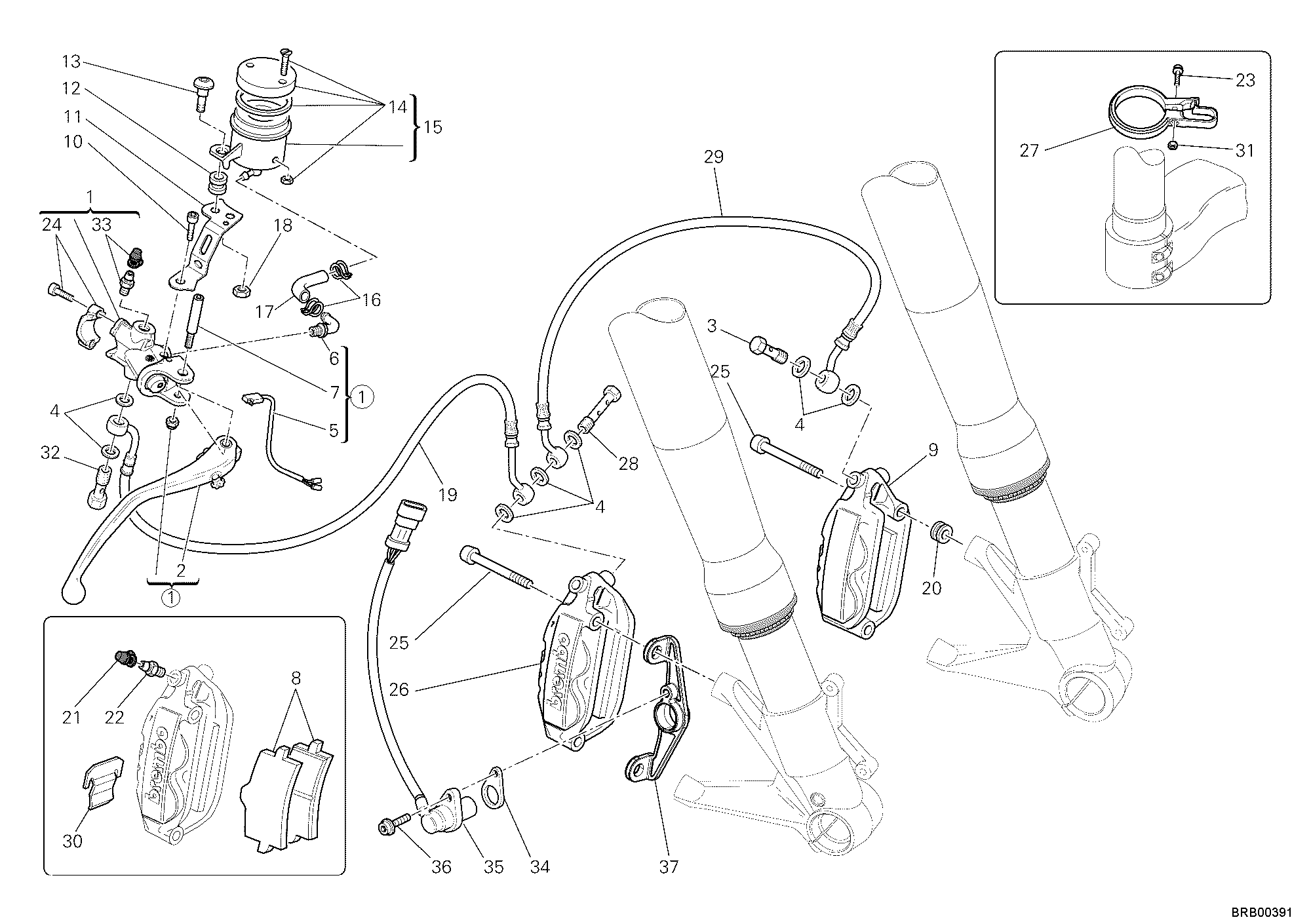 024 SYSTEME DE FREIN AVANT POUR SUPERBIKE 1198 SP 2011
