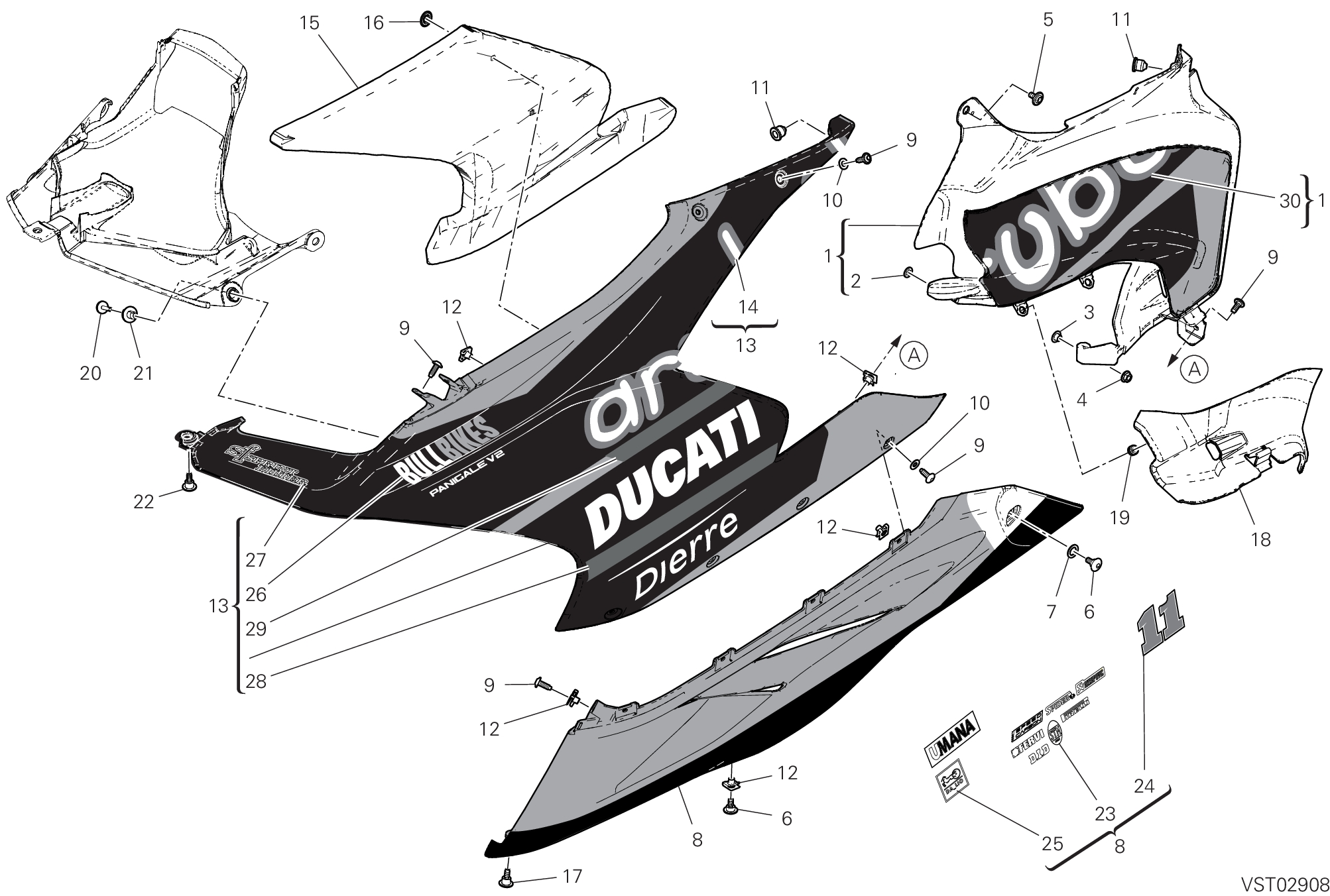 36C CARENE GAUCHE POUR SUPERBIKE PANIGALE V2 BULEGA 2023 WORLD CHAMPION REPLICA 2025