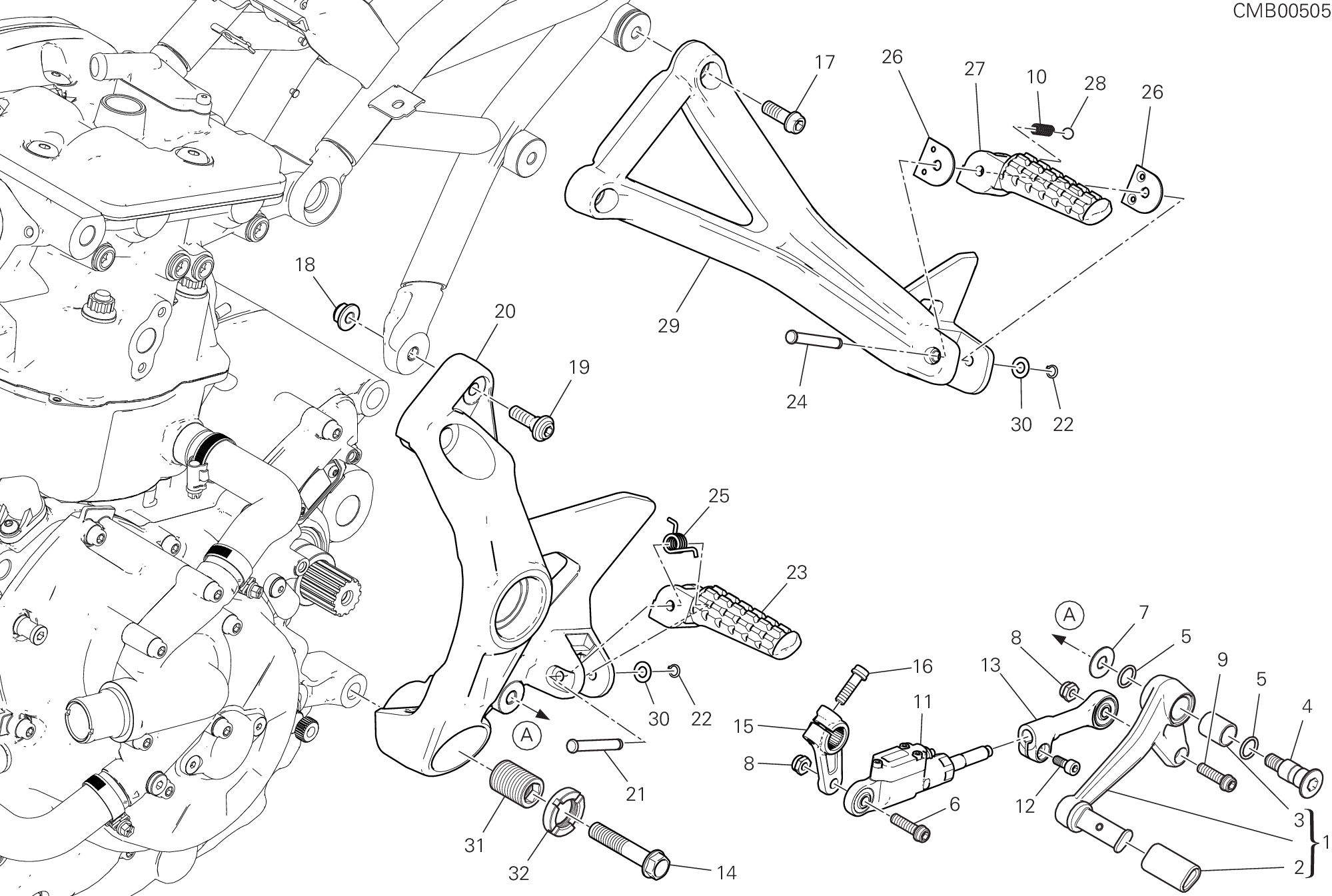 27A REPOSE PIED GAUCHE POUR SUPERSPORT 950 2024