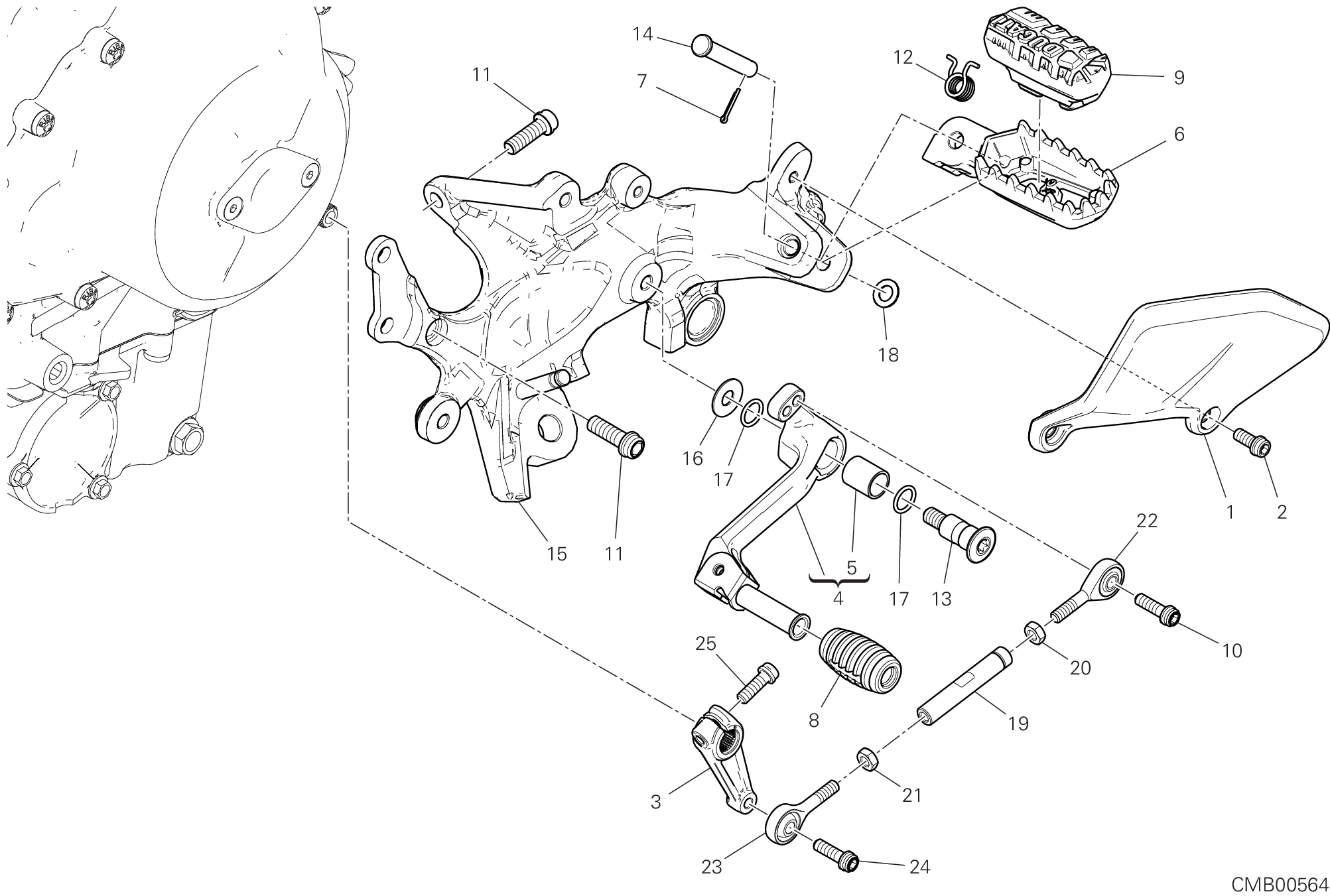 26A REPOSE PIED GAUCHE POUR MULTISTRADA V4 2023