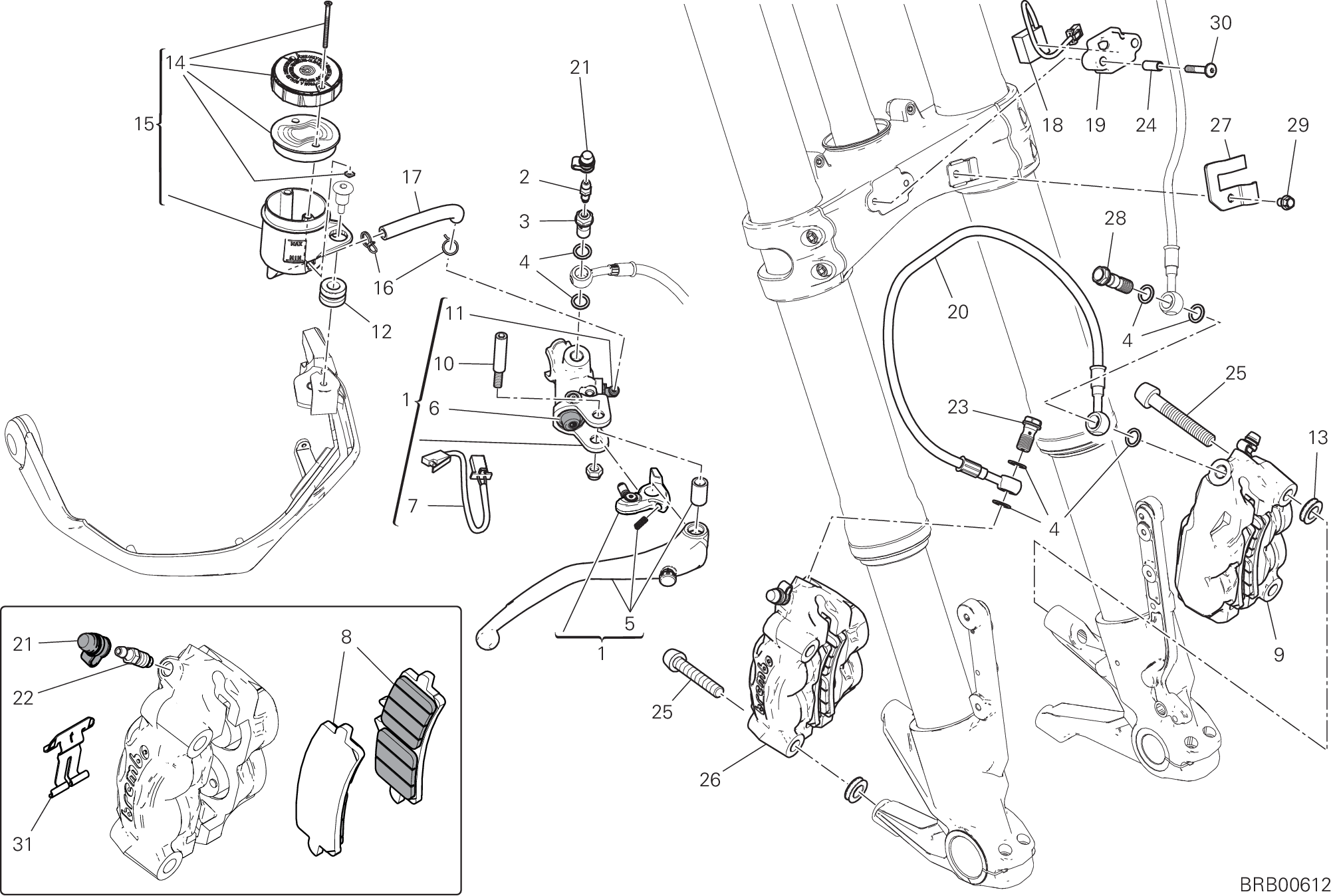 024 SYSTEME DE FREIN AVANT POUR MULTISTRADA 1260 S ABS 2018