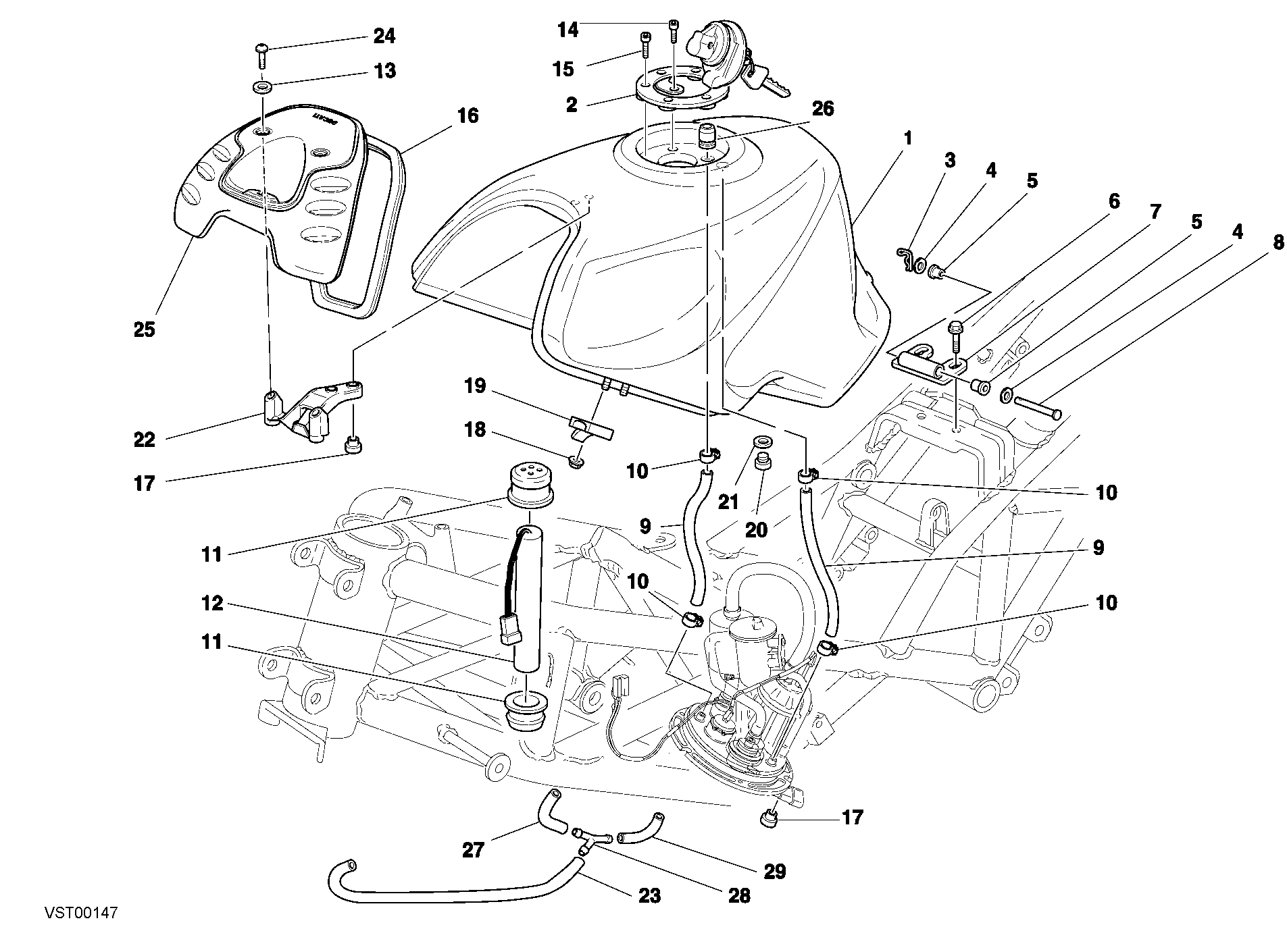 041 RESERVOIR CARBURANT POUR SPORT TOURING ST4 S 2001