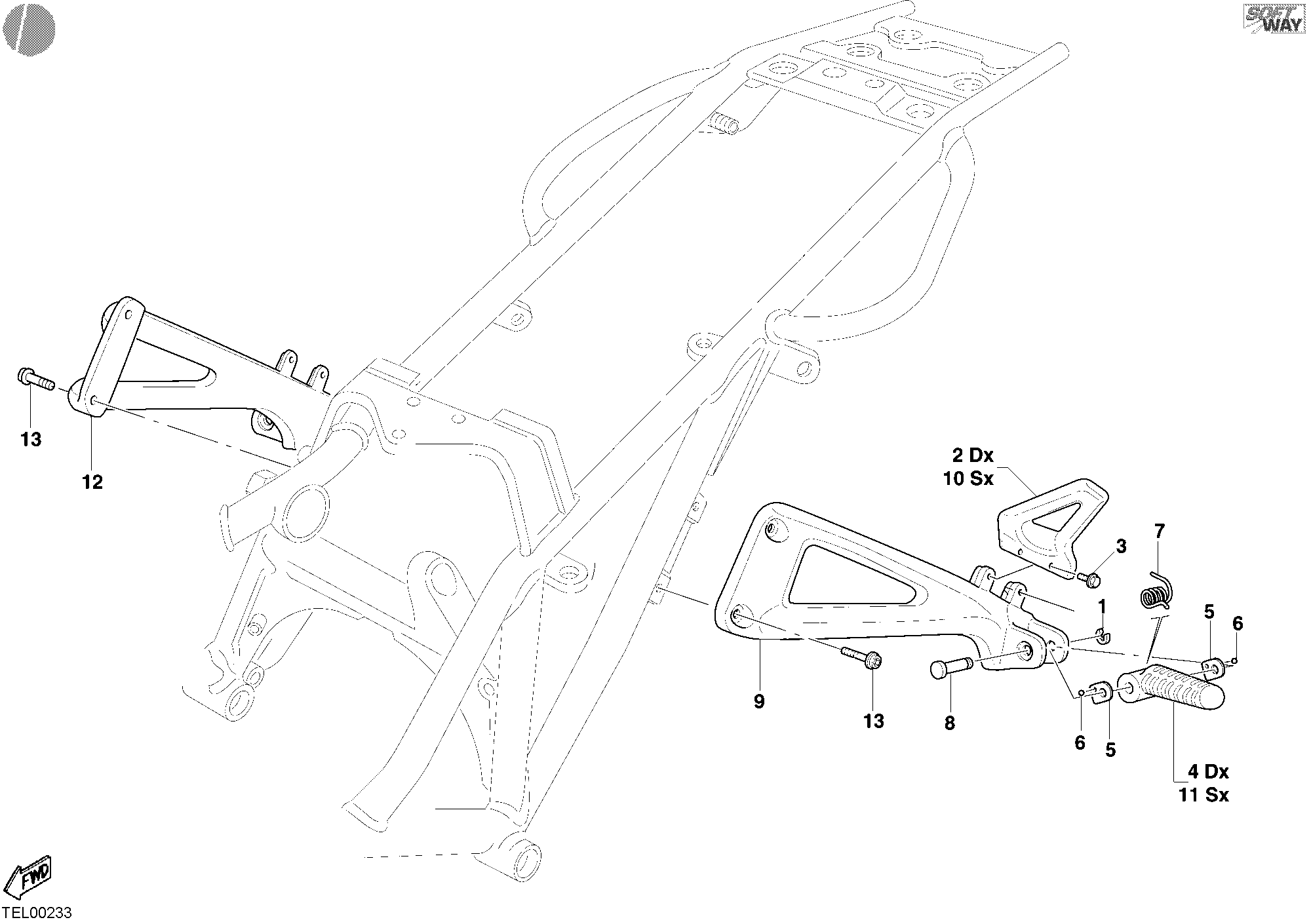 26A REPOSE PIEDS ARRIERE POUR MONSTER S4R 2004