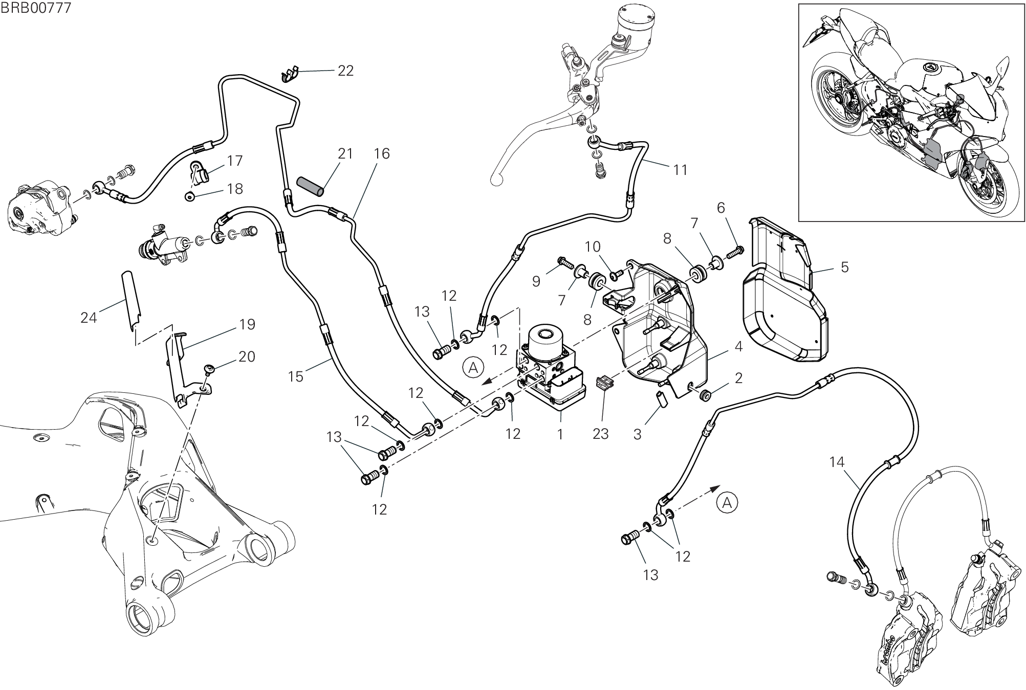 20C SYSTEME DE FREIN ABS POUR SUPERBIKE PANIGALE V4 2020