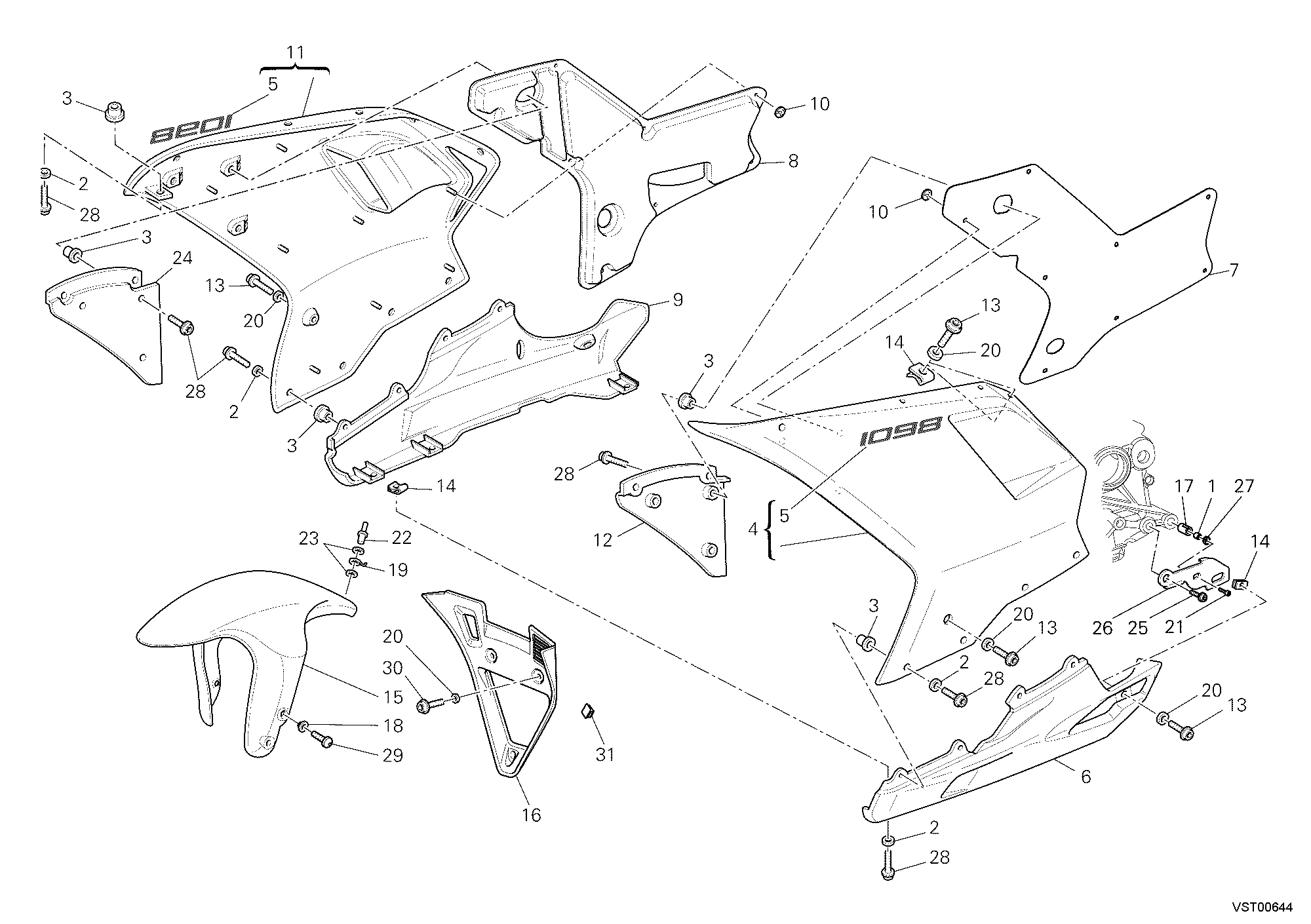 34A HABILLAGE POUR SUPERBIKE 1098 2007