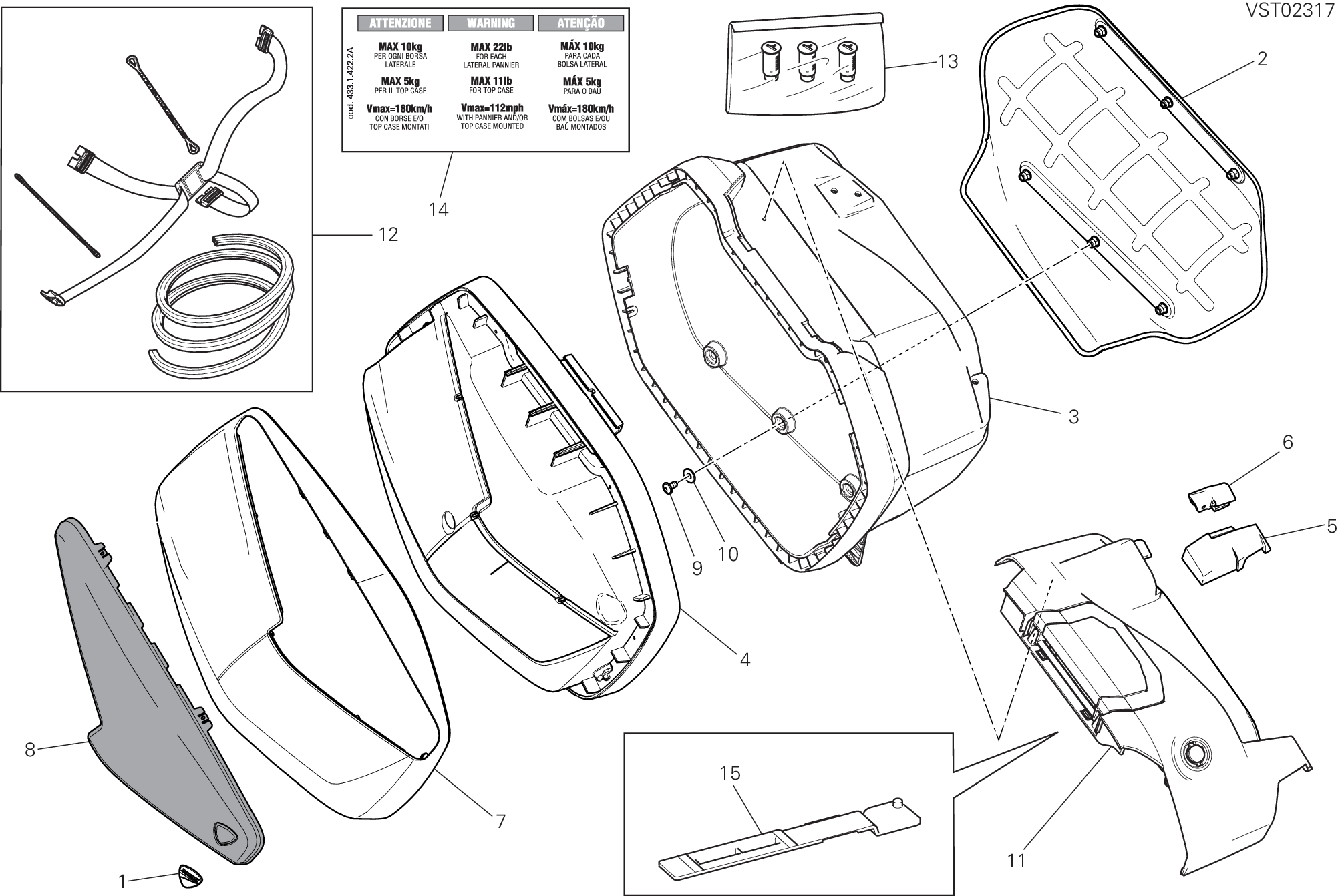 35B TROUSSE DROITE POUR MULTISTRADA 950 S TOURING 2021