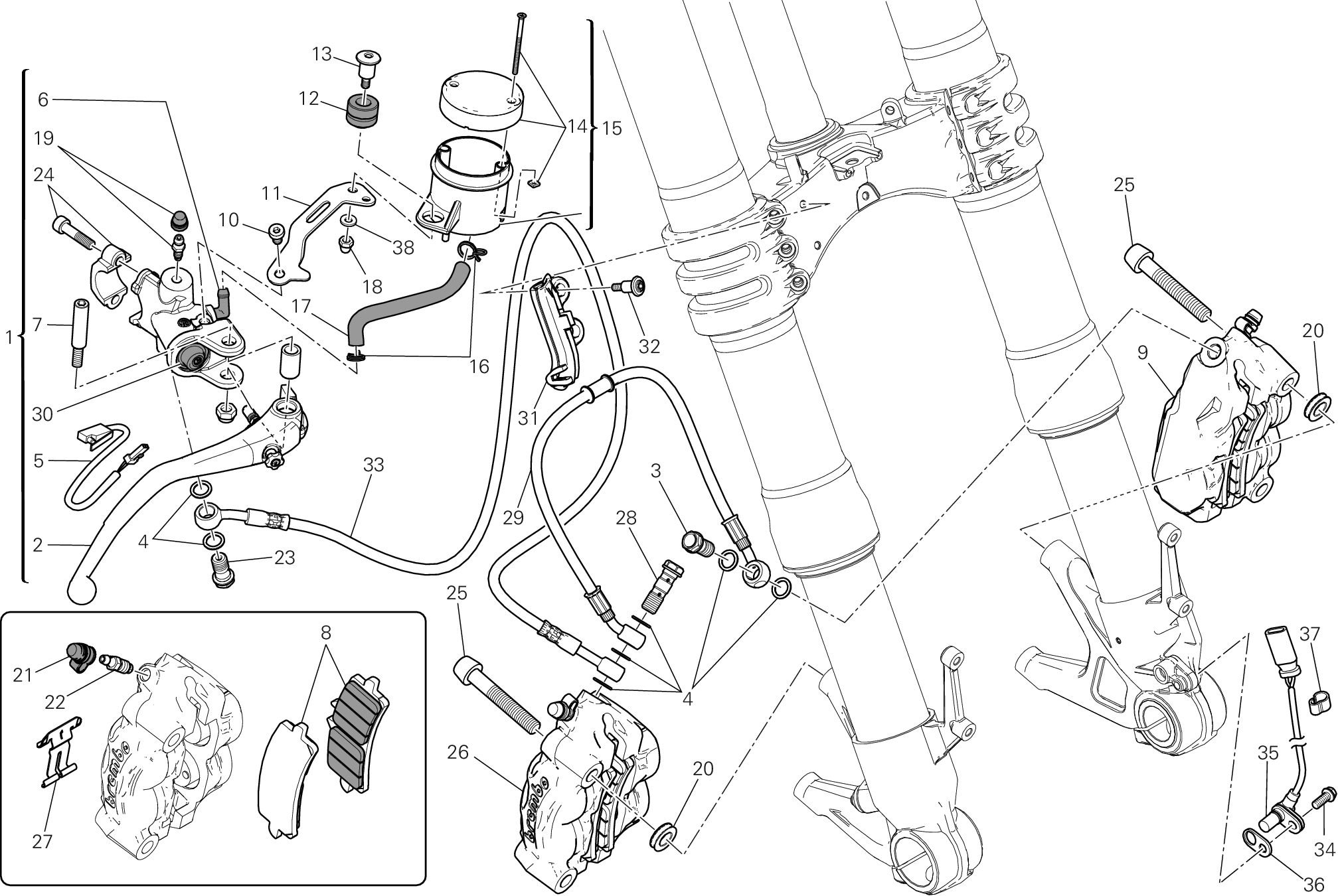 024 SYSTEME DE FREIN AVANT POUR SUPERBIKE 1199 PANIGALE 2012
