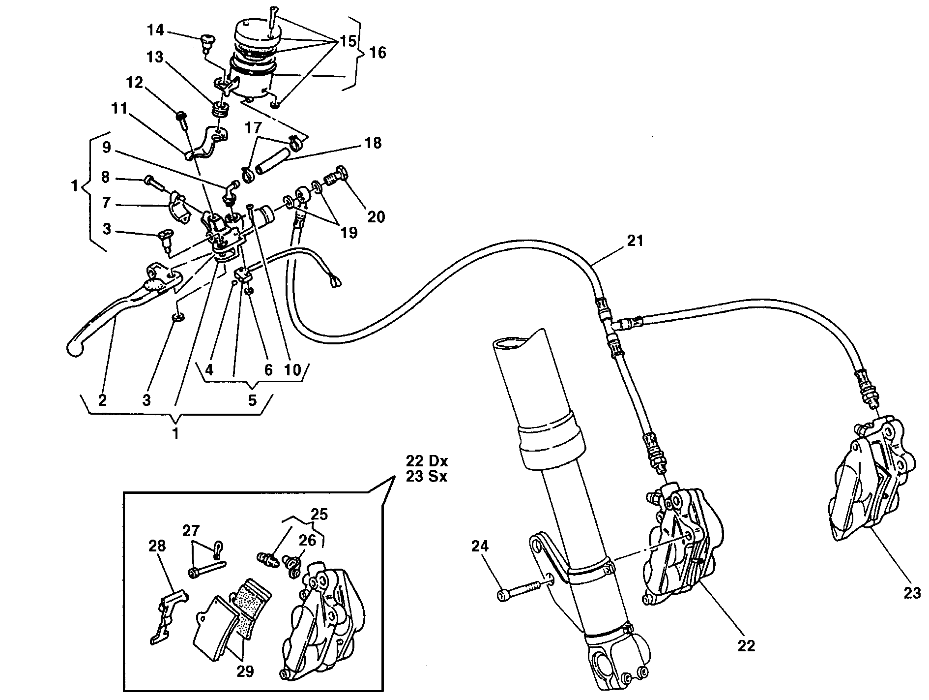 025 SYSTEME DE FREIN AVANT POUR SUPERBIKE 748 1998