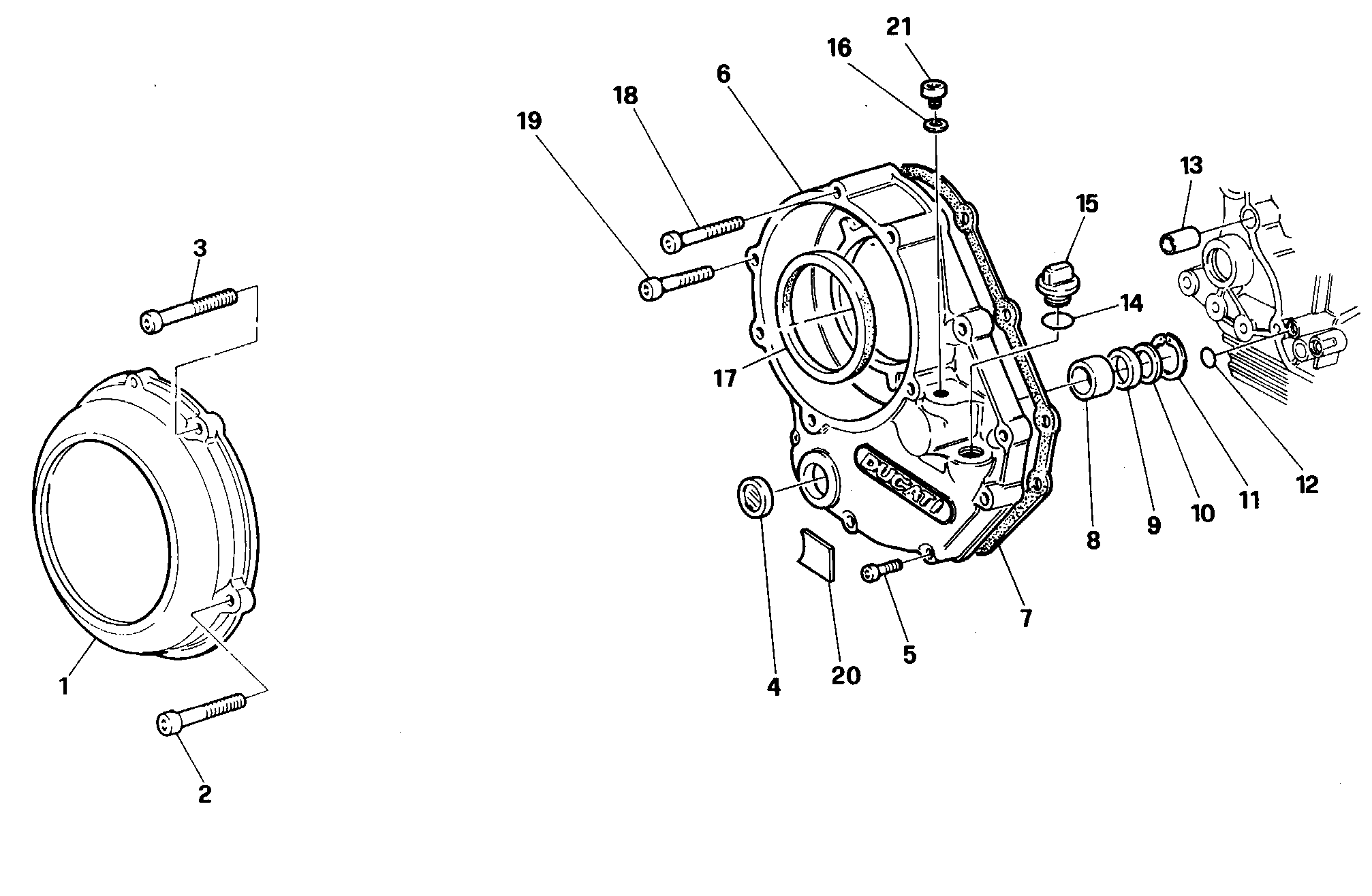 005 COUVERCLE EMBRAYAGE POUR SUPERBIKE 907 IE 1990