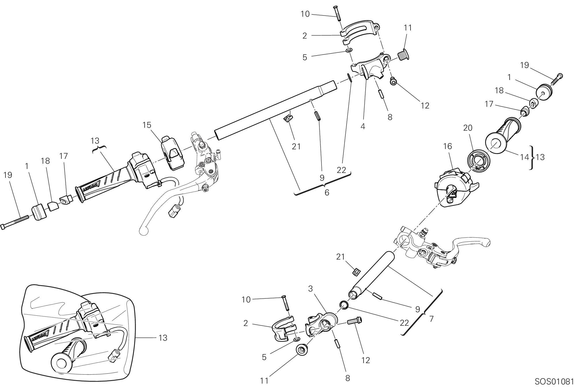 22A DEMI GUIDON POUR SUPERBIKE PANIGALE V4 R 2019