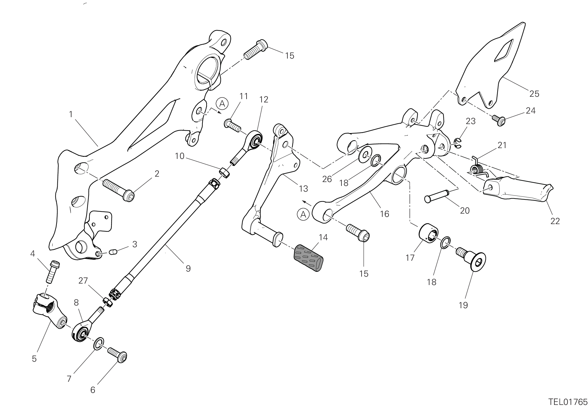 26A REPOSE PIED GAUCHE POUR SUPERBIKE PANIGALE V4 2025
