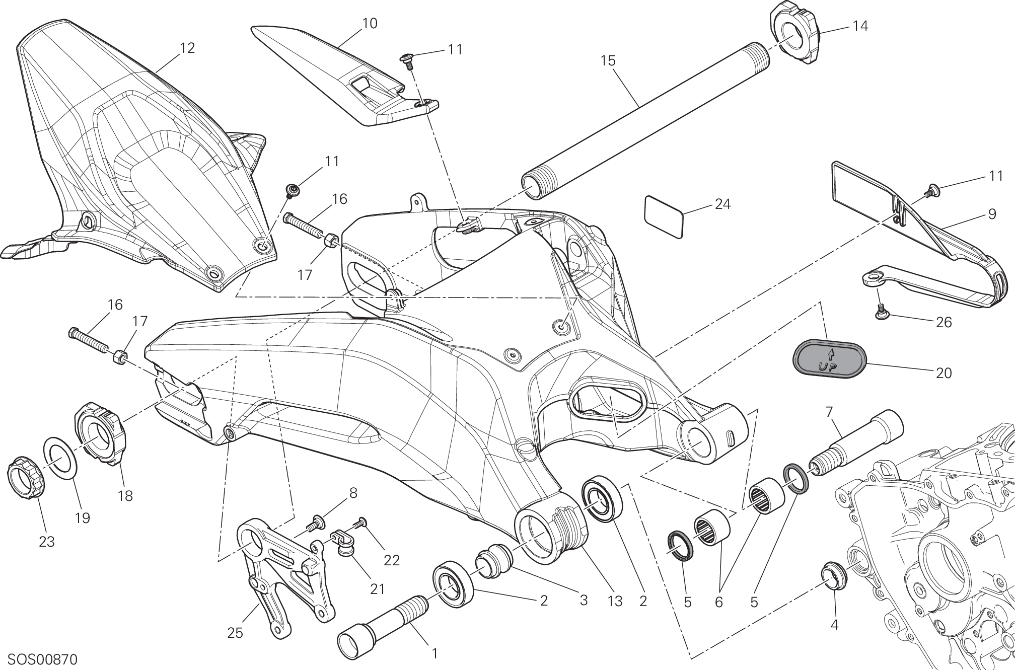 28A BRAS OSCILLANT ARRIERE POUR SUPERBIKE 959 PANIGALE ABS 2018