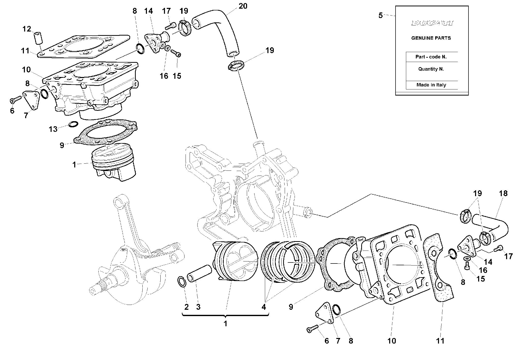 070 CYLINDRE PISTON POUR SUPERBIKE 748 R 1999