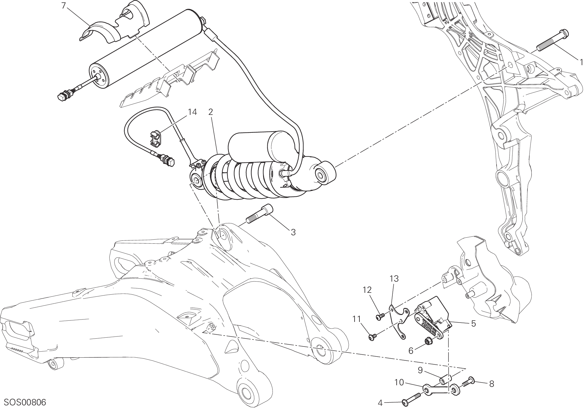 028 AMORTISSEUR ARRIERE POUR MULTISTRADA 1260 ENDURO 2019