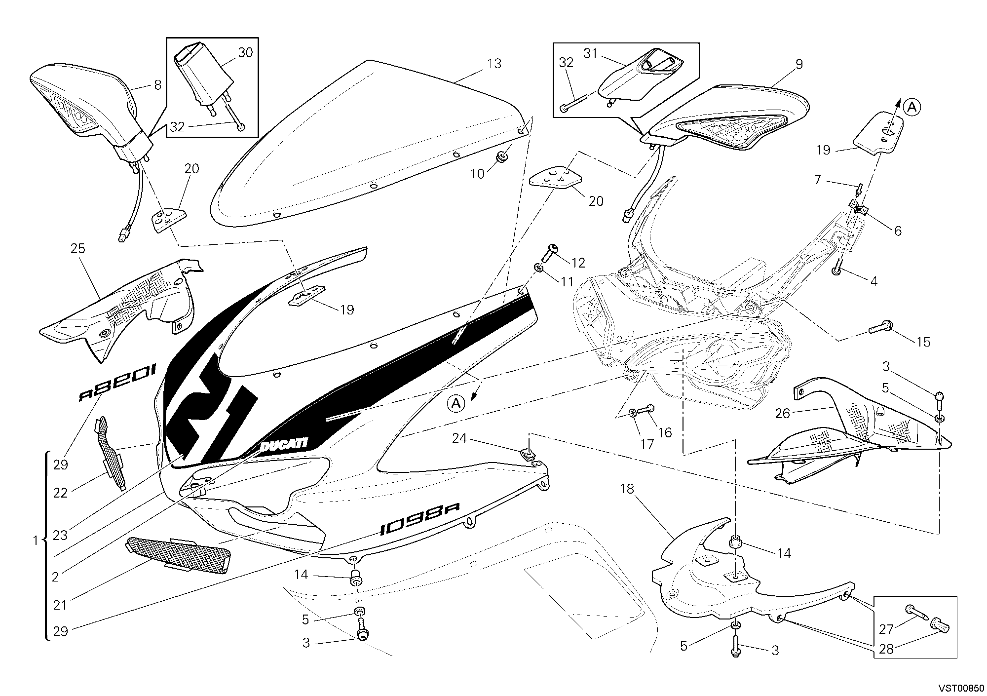 034 CAPOT AVANT POUR SUPERBIKE 1098 R BAYLISS 2009