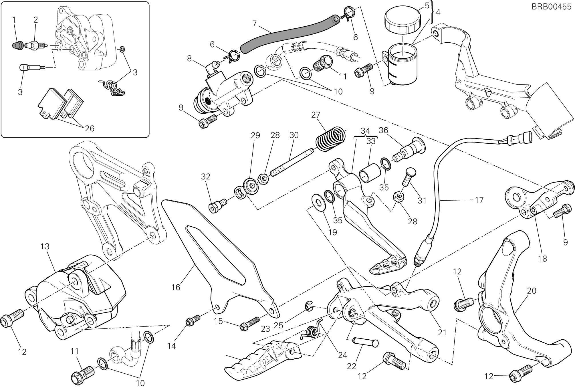 025 SYSTEME DE FREIN ARRIERE POUR SUPERBIKE 899 PANIGALE ABS 2014