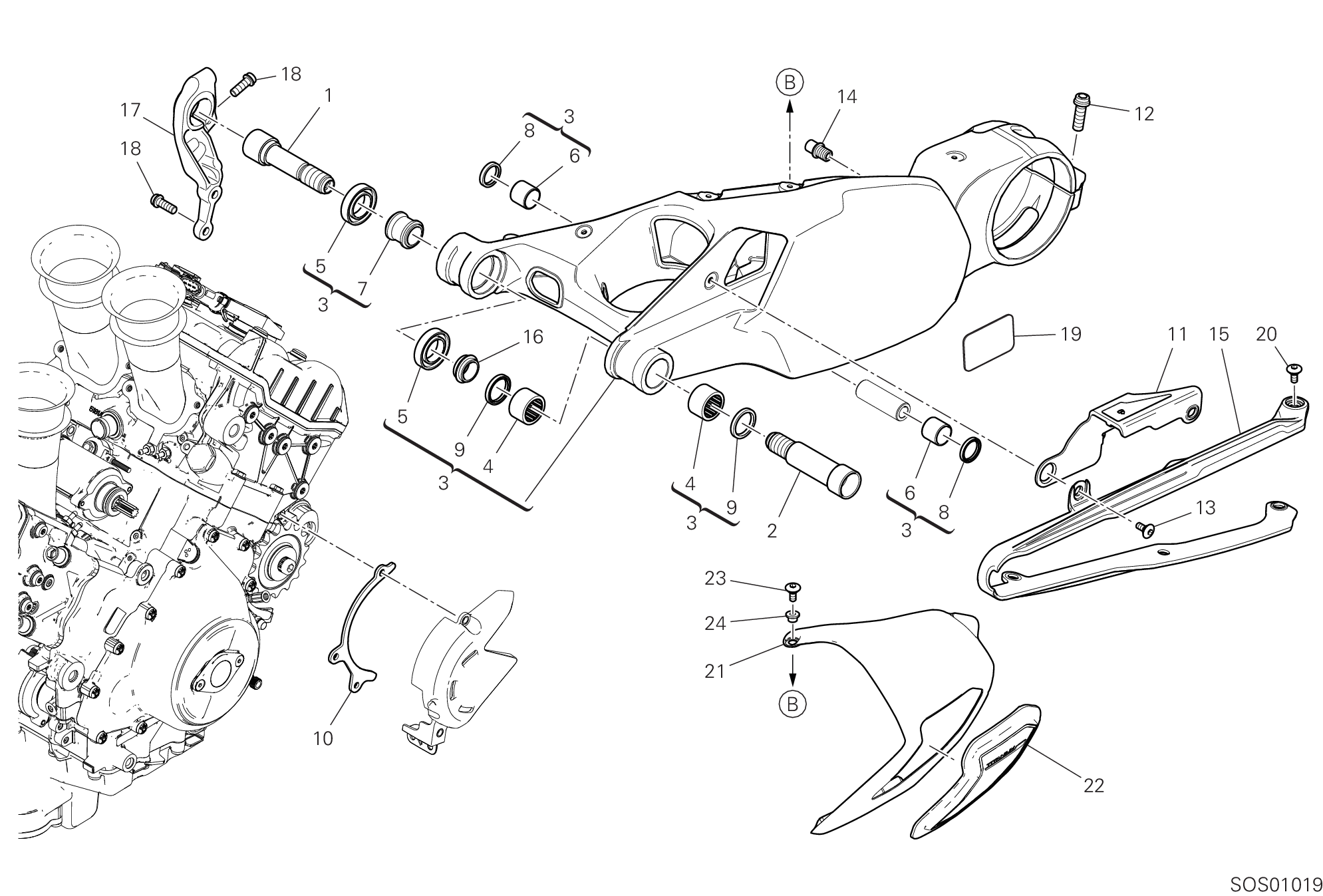 19A BRAS OSCILLANT ARRIERE POUR SUPERBIKE PANIGALE 25ANNIVERSARIO 916 2020