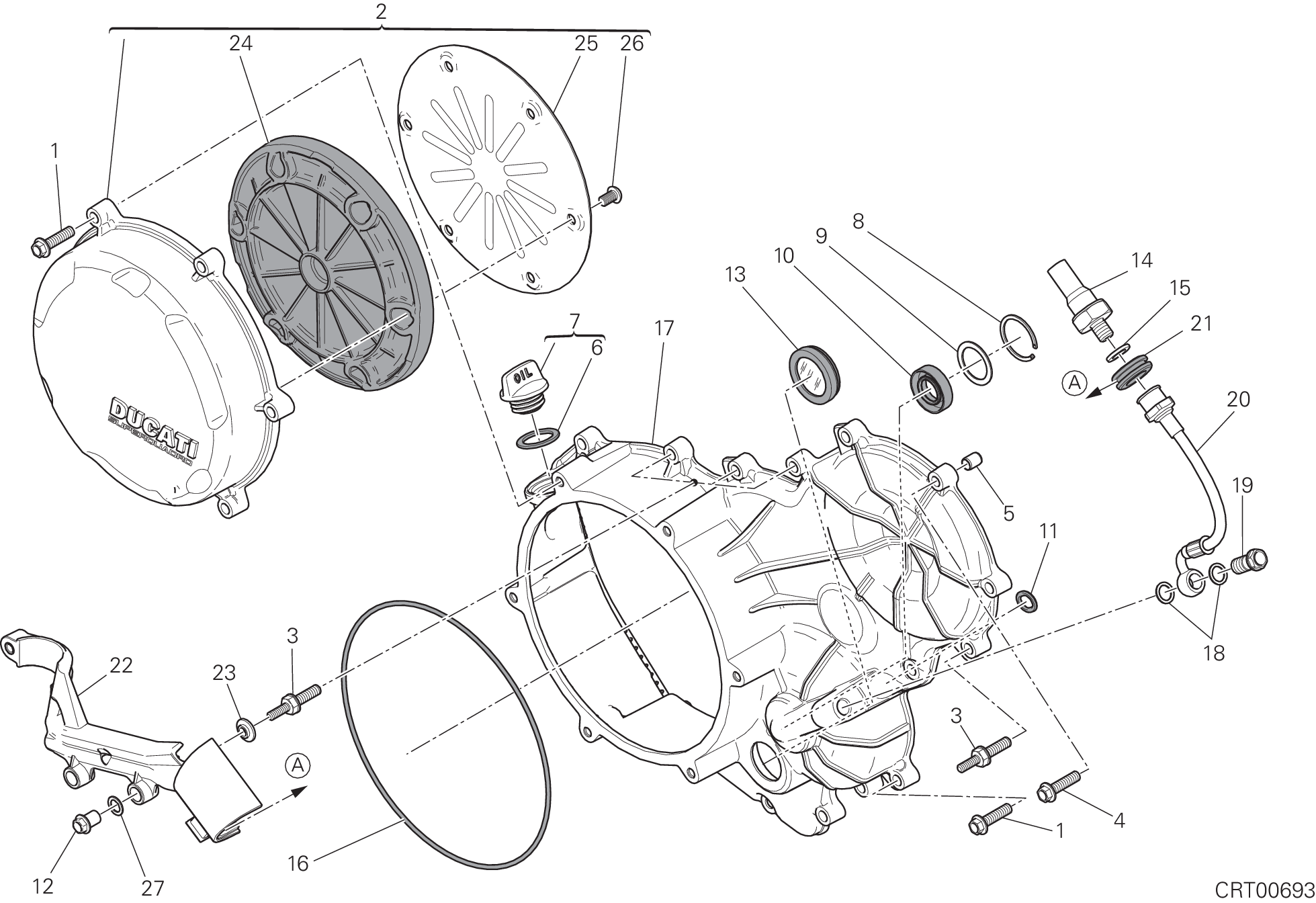 005 COUVERCLE DEMBRAYAGE DISTRIBUTION POUR SUPERBIKE 1199 PANIGALE SUPERLEGGERA 2014