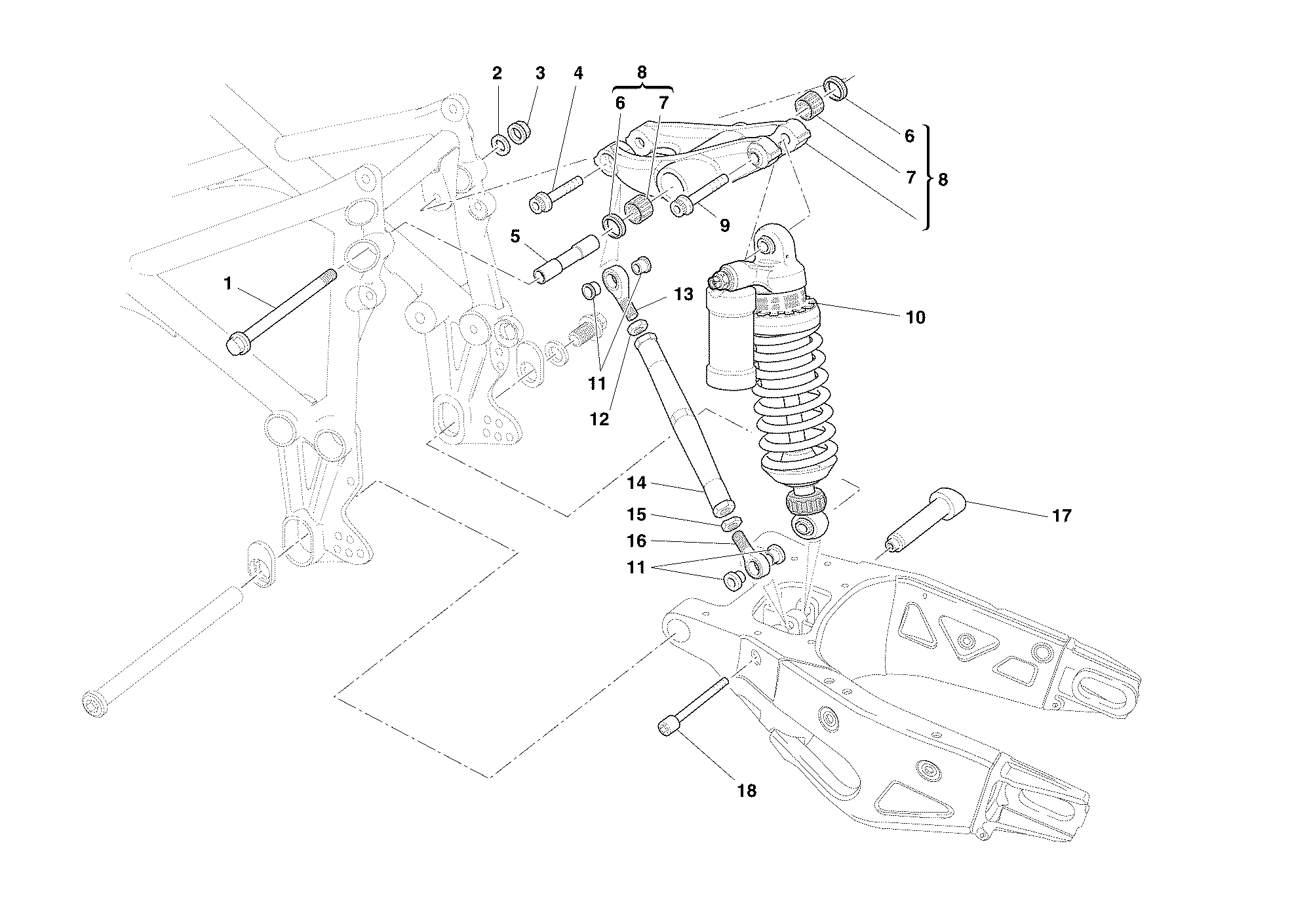 028 AMORTISSEUR ARRIERE POUR SUPERBIKE 999 R XEROX 2006
