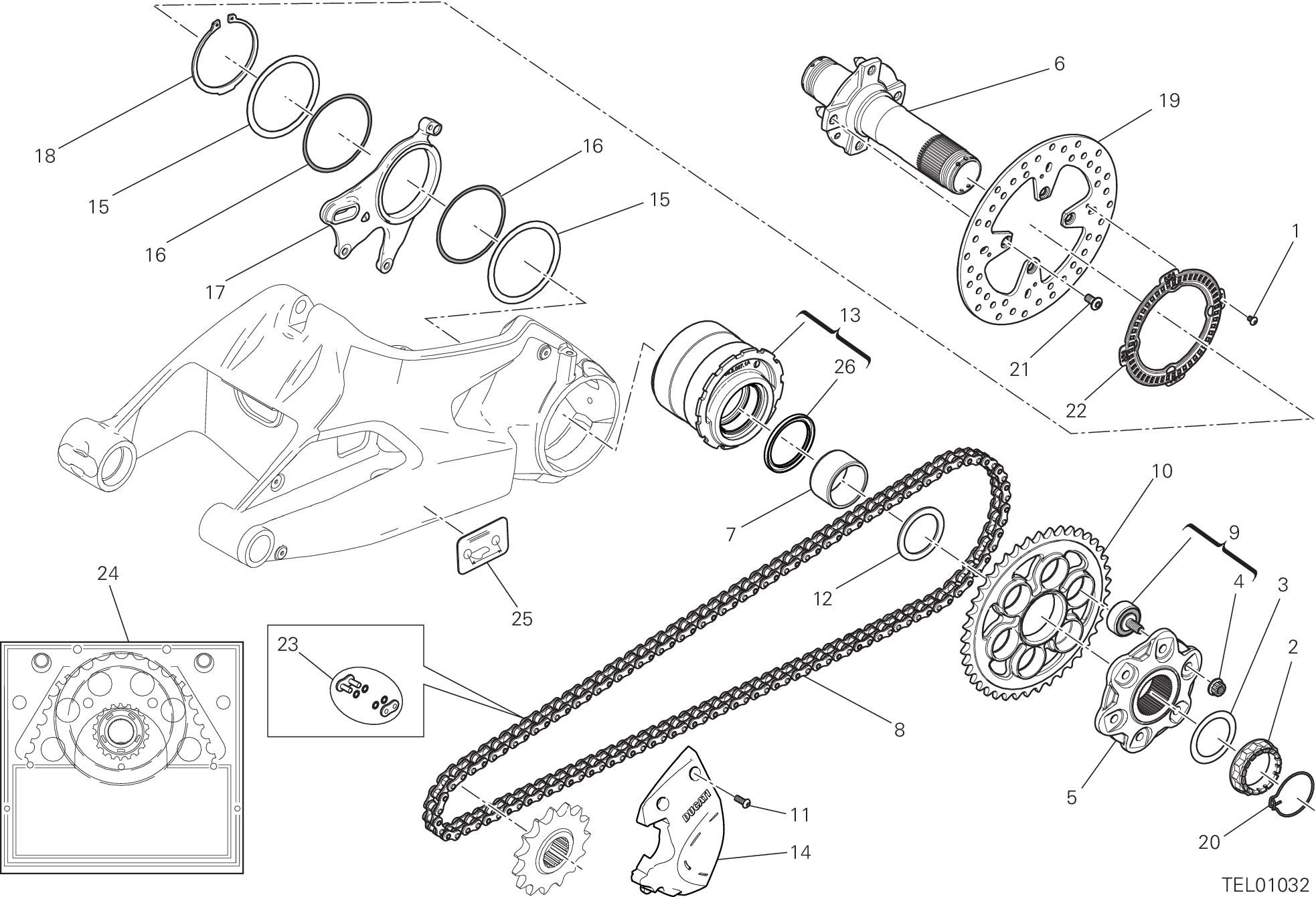 26A PIVOT ROUE ARRIERE POUR MONSTER 1200 2018