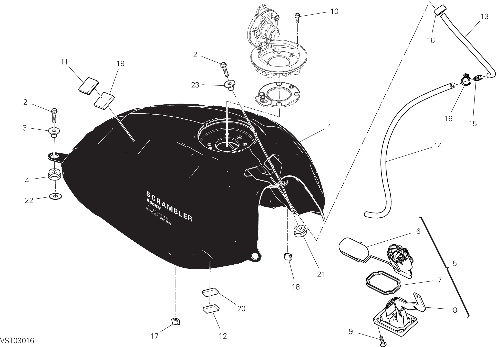 30A RESERVOIR POUR SCRAMBLER 10 ANNIVERSARIO RIZOMA EDITION 2025