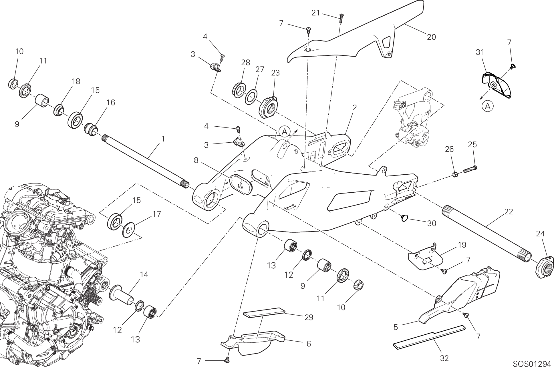 18A BRAS OSCILLANT ARRIERE POUR DESERT X RALLY 2024