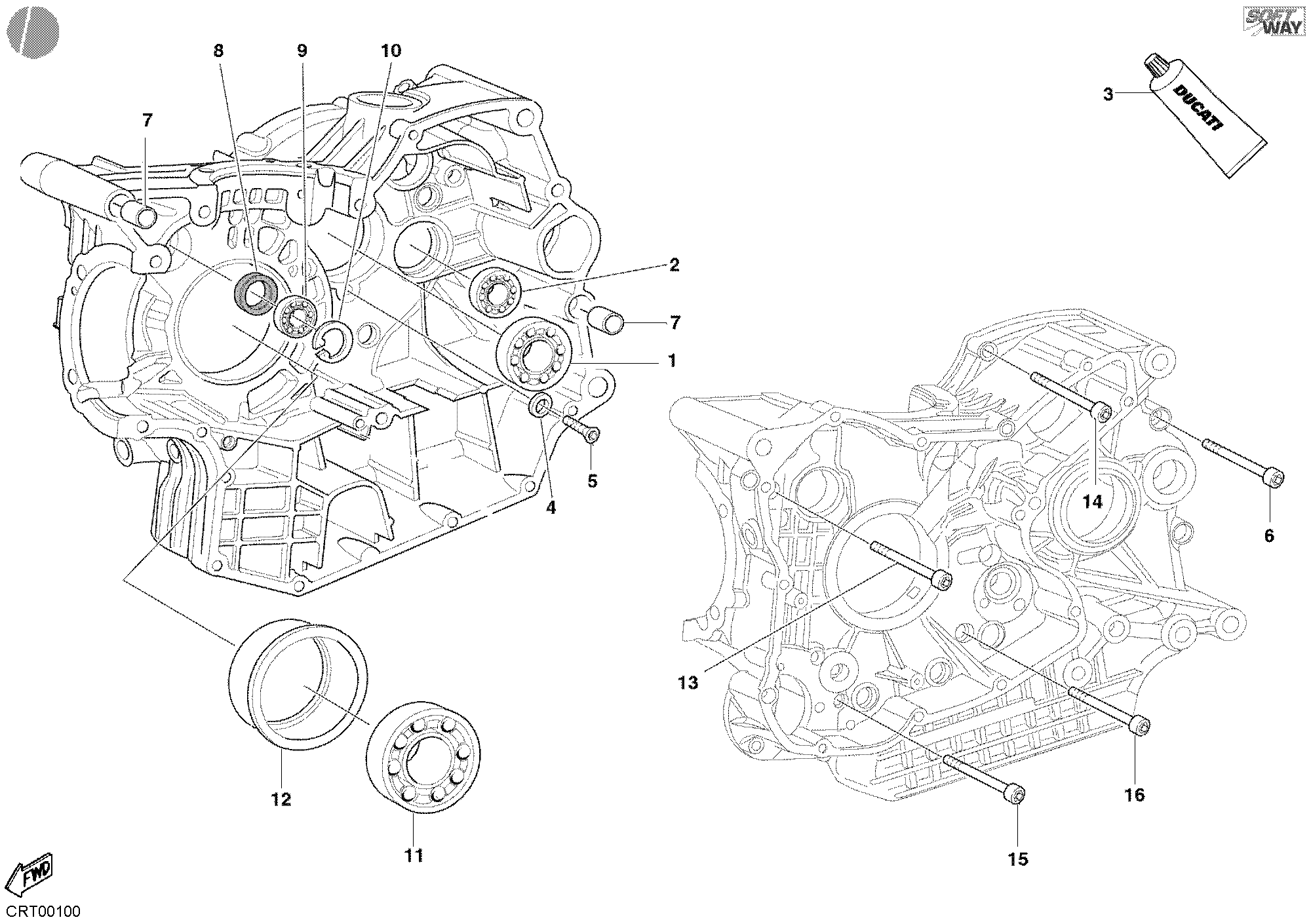10A ROULEMENTS CARTER MOTEUR POUR SUPERBIKE 998 2003