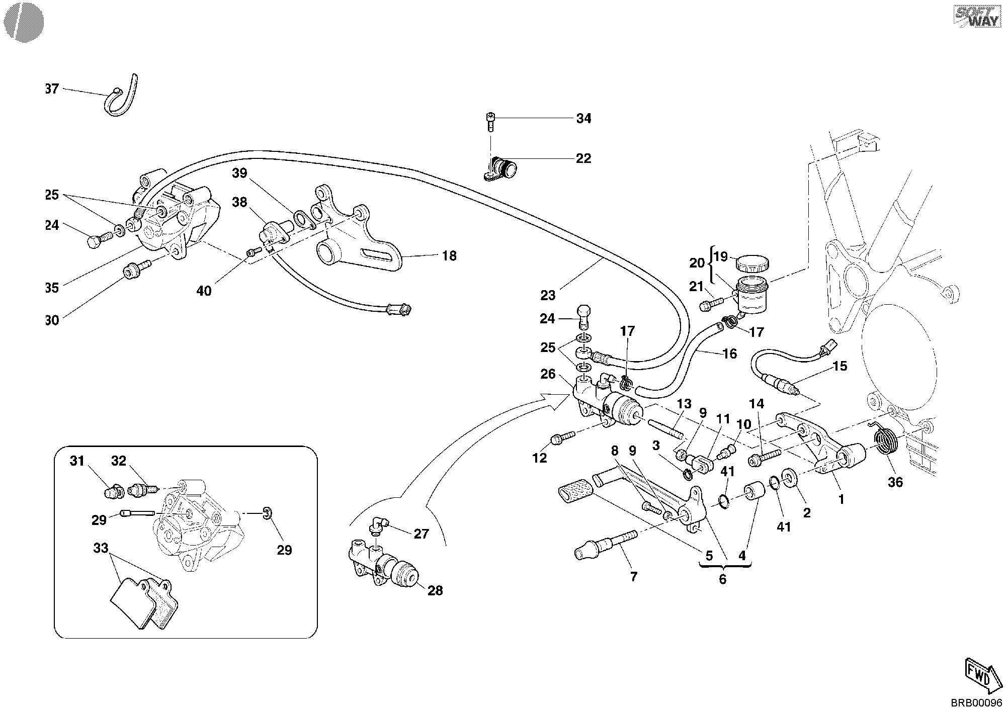 033 SYSTEME DE FREIN ARRIERE POUR SUPERSPORT 800 SS 2004