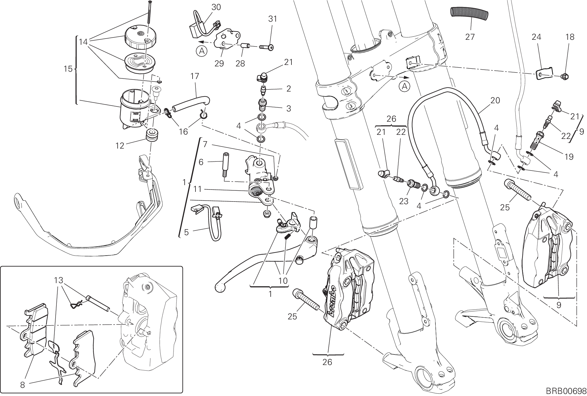 024 SYSTEME DE FREIN AVANT POUR MULTISTRADA 950 S 2019
