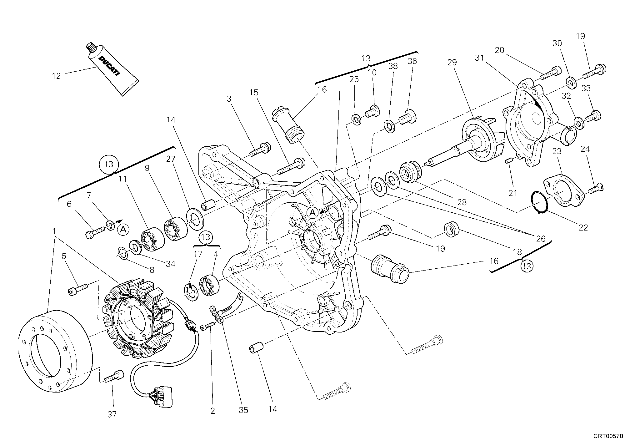 011 COUVERCLE GENERATEUR POUR MULTISTRADA 1200 2011