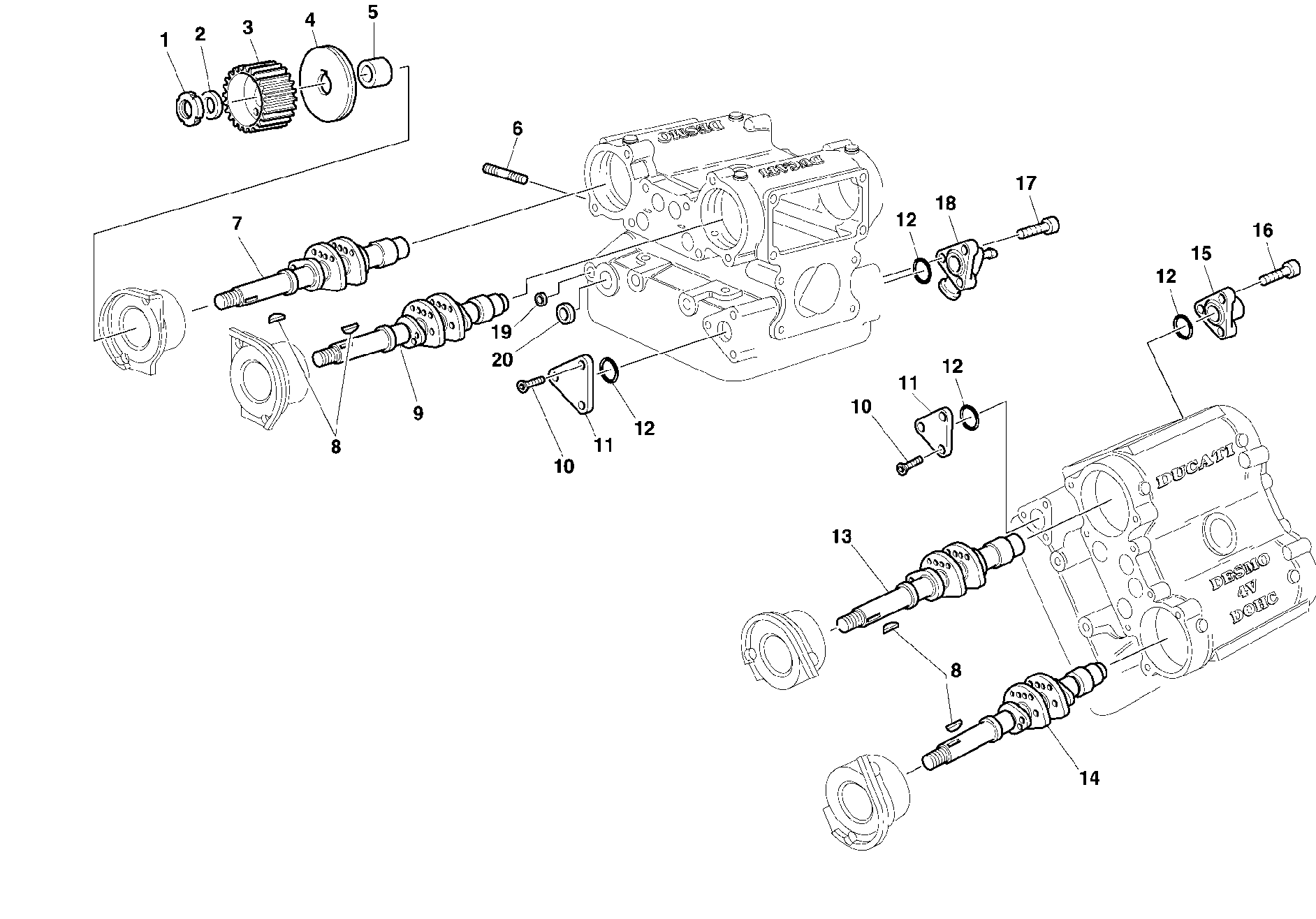 014 ARBRE A CAMES POUR SUPERBIKE 748 S 2001