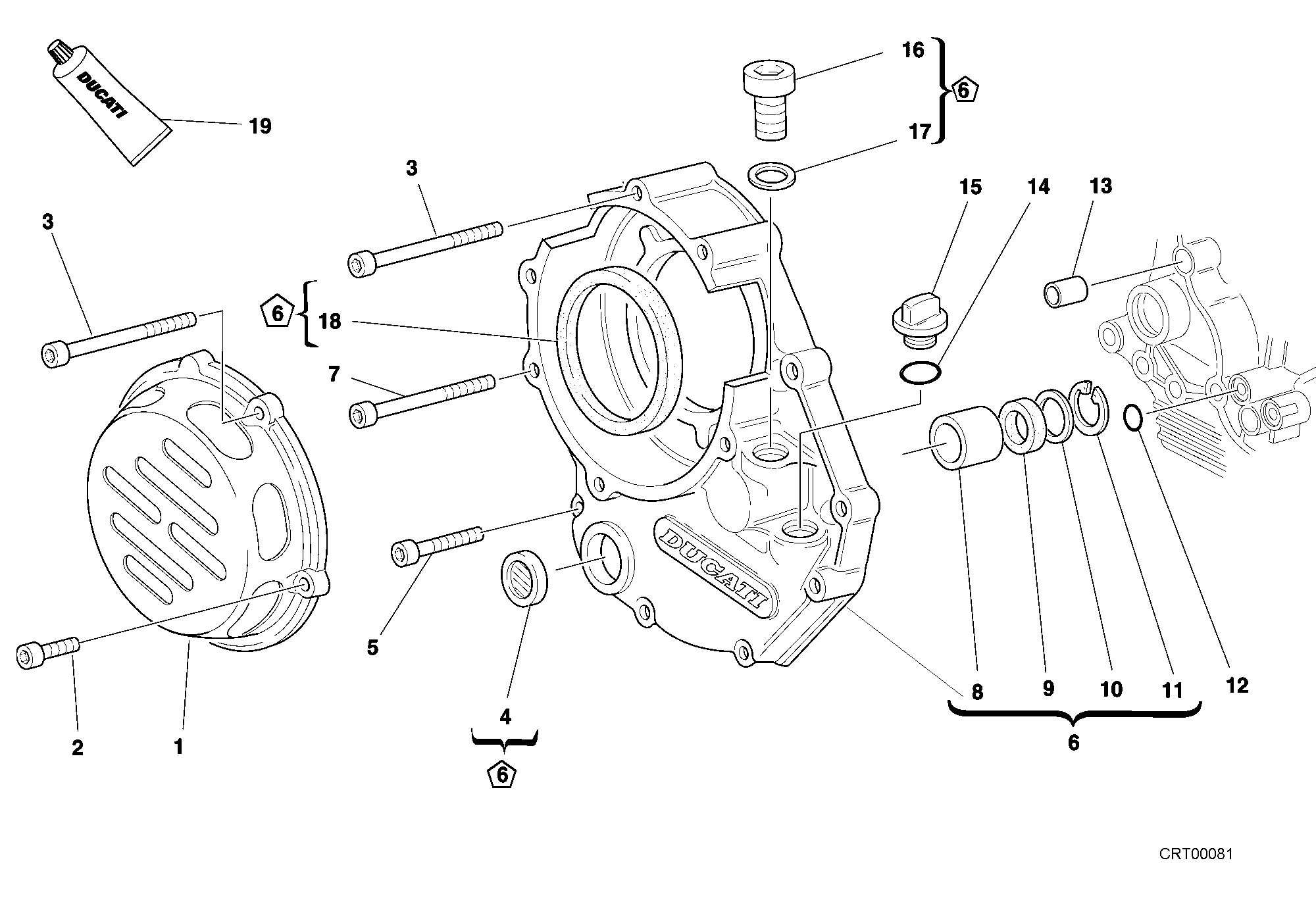 005 COUVERCLE EMBRAYAGE POUR SUPERBIKE 748 RS 2001