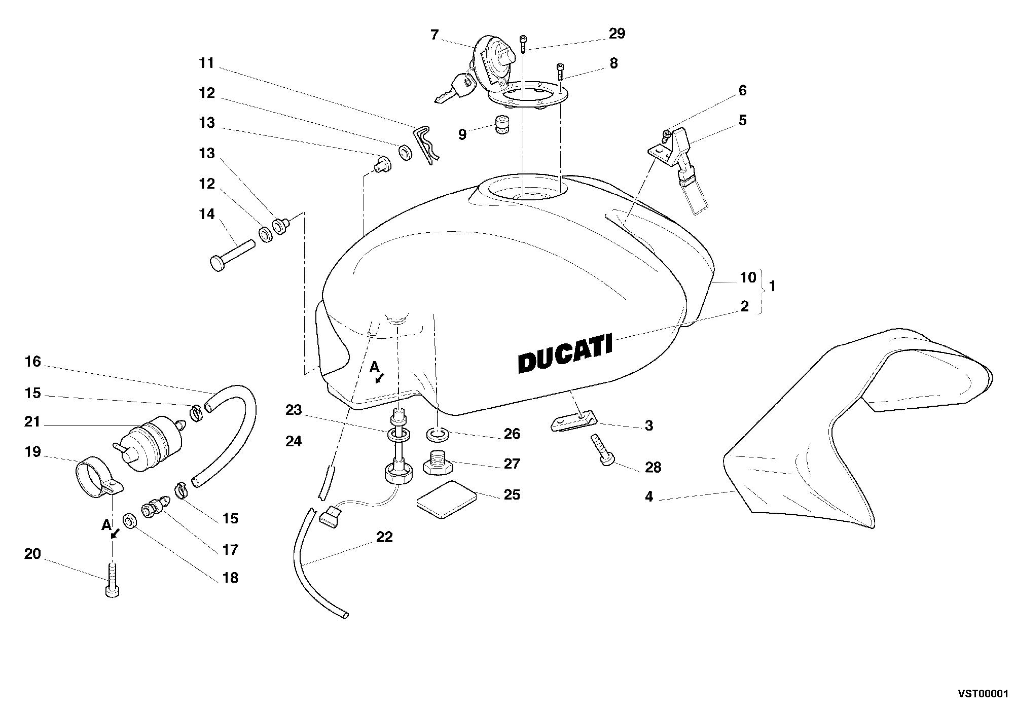 037 RESERVOIR CARBURANT POUR MONSTER 750 2000