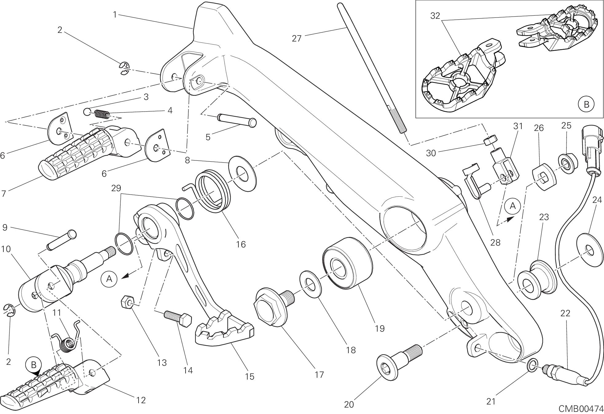 27B REPOSE PIEDS DROIT POUR SCRAMBLER FLAT TRACK PRO 2016