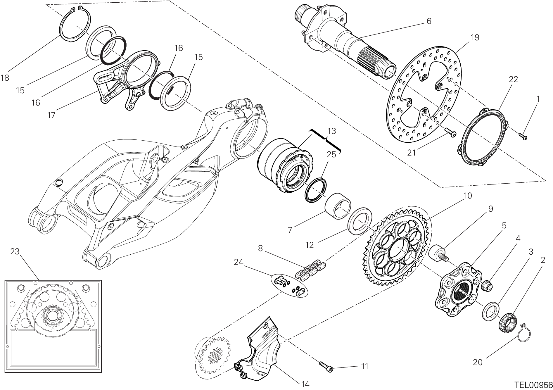 26A MOYEU ROUE ARRIERE POUR MULTISTRADA 1200 S TOURING D AIR 2014