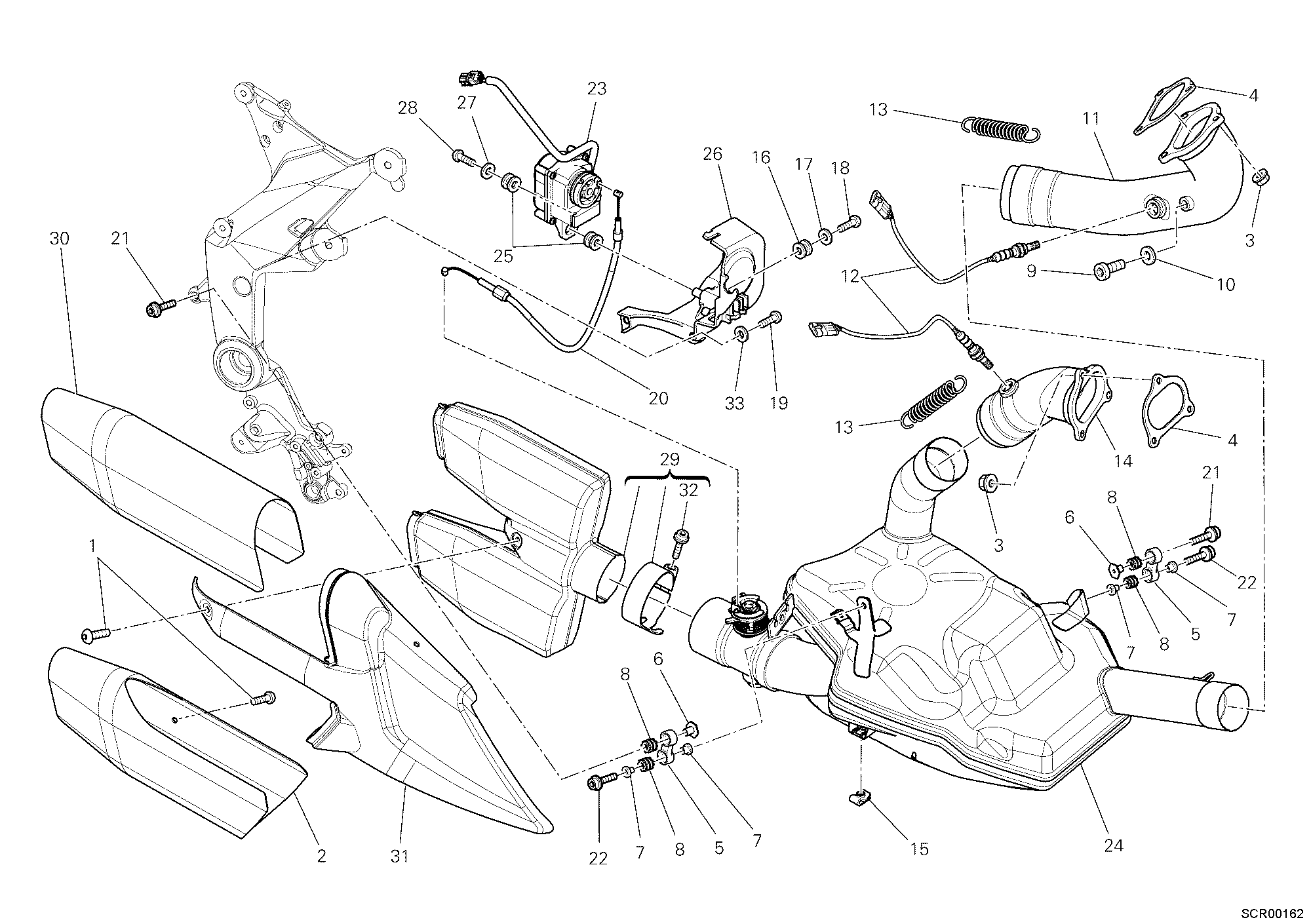 019 ECHAPPEMENT POUR MULTISTRADA 1200 ABS 2011